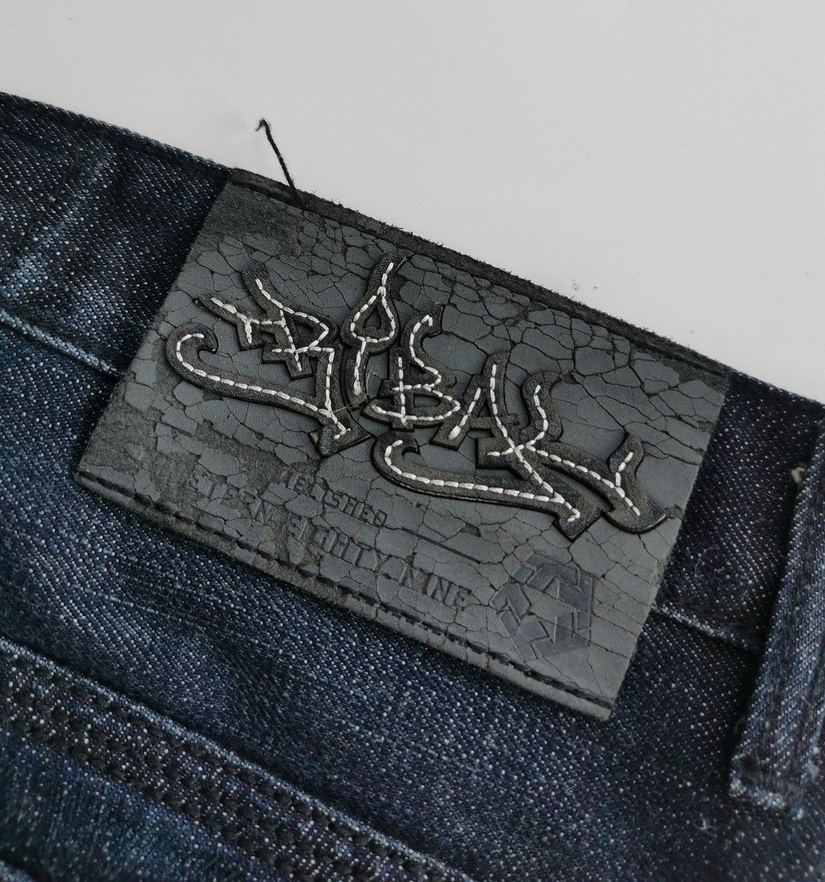 Tribal Streetwear Vintage Tribal Cross Embroidery Dark Blue Denim Jeans Size US 33 - 10 Thumbnail