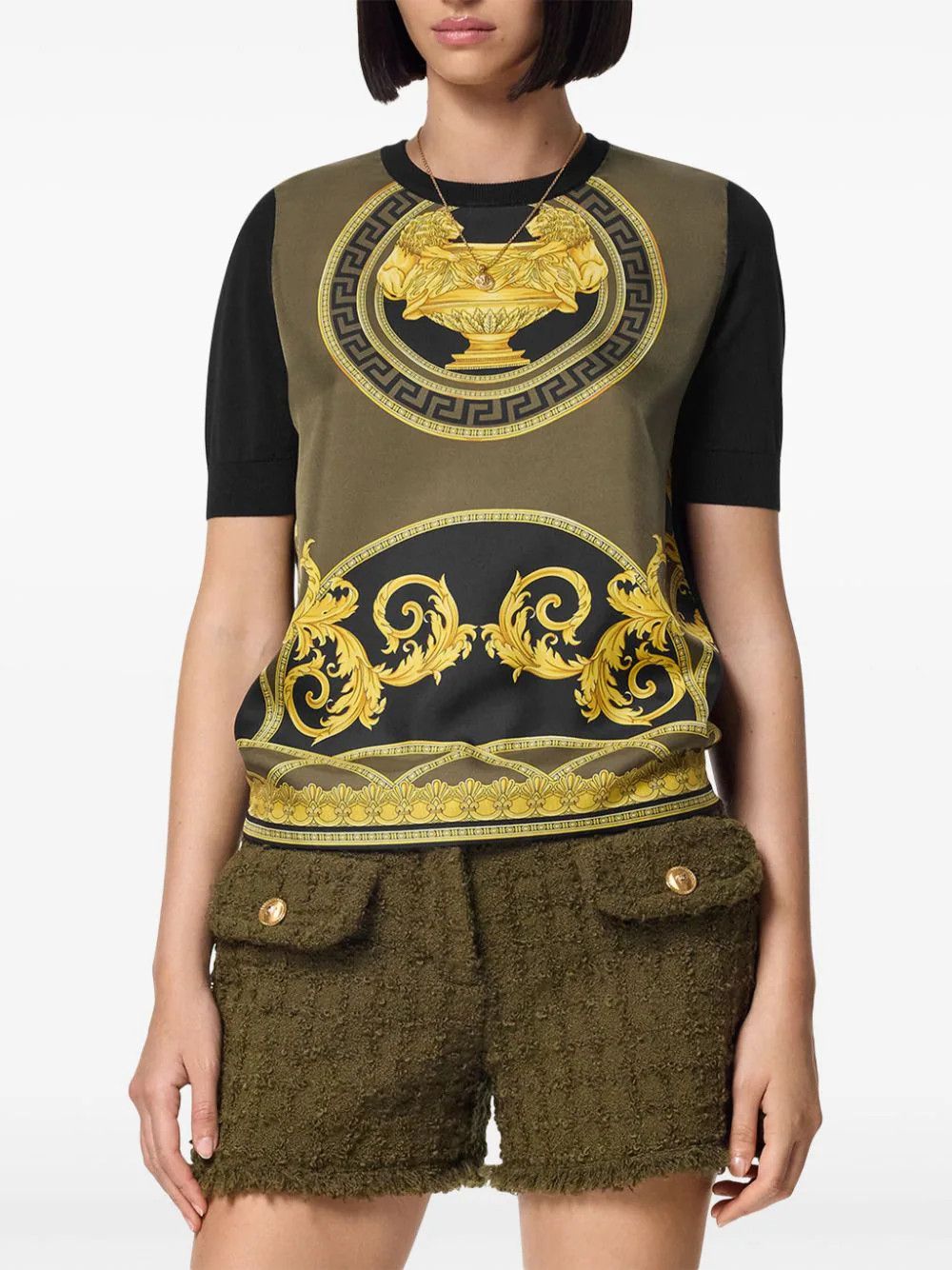 Versace o1s22i1n1024 The Cup Of Knitted T-Shirt in Black Size S / US 4 / IT 40 - 2 Thumbnail