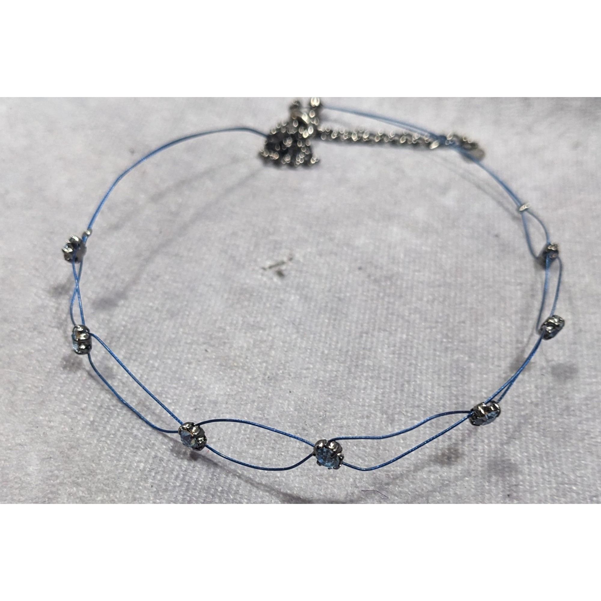 Other Handmade Blue Wire Clear Rhinestone Choker Necklace Size ONE SIZE - 5 Thumbnail