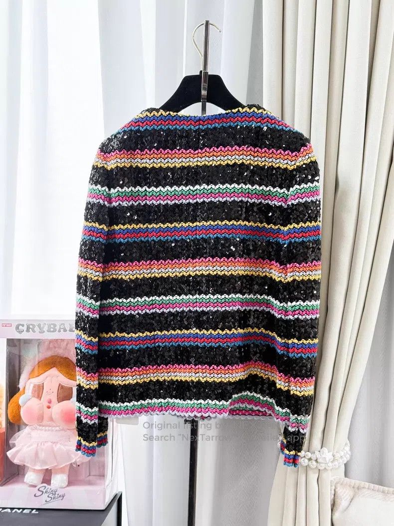 Chanel Chanel Striped woven sequin tweed long-sleeved jacket Size XXS / US 00 / IT 34 - 3 Thumbnail