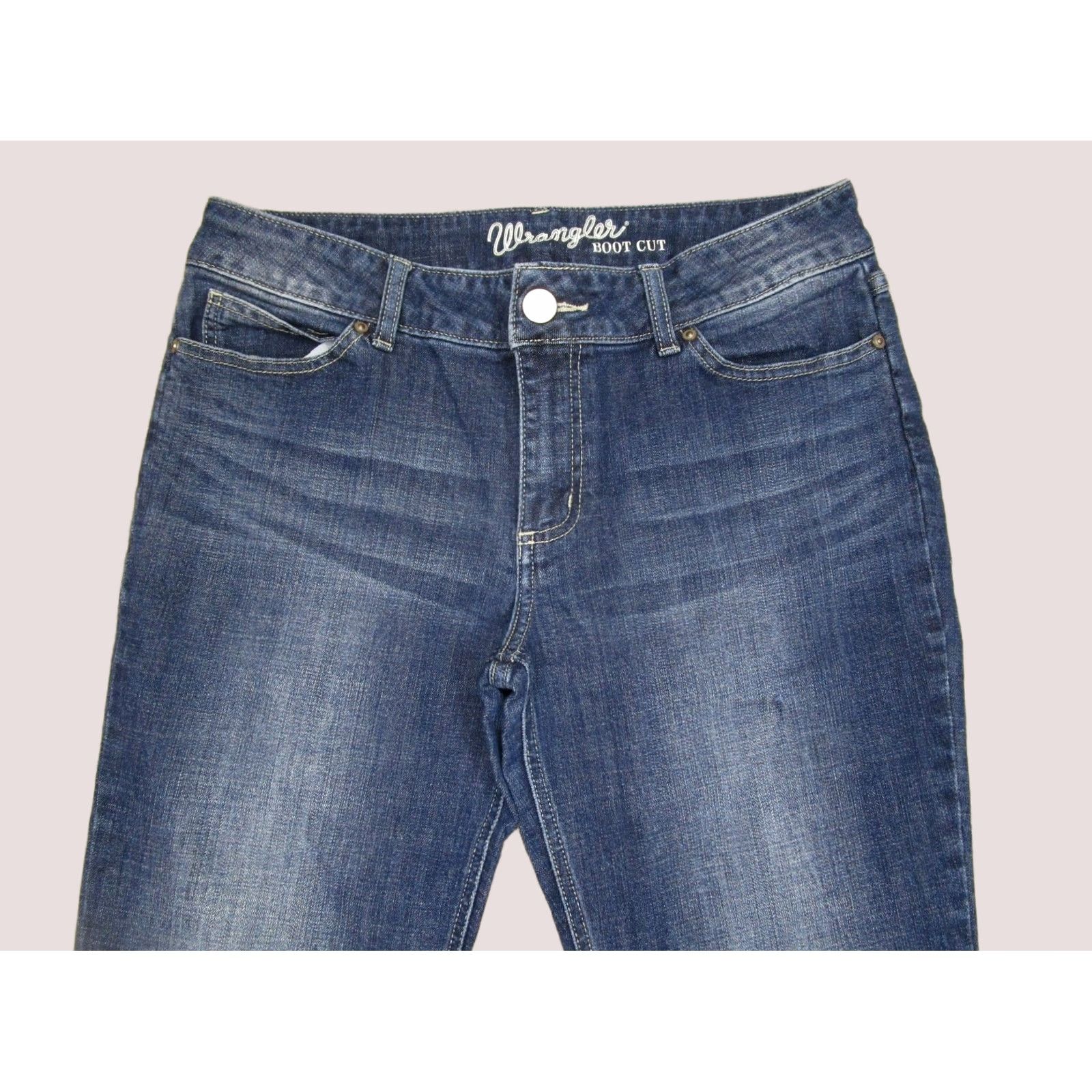 Wrangler Wrangler Jeans Women 12 Blue Mid Rise Bootcut Western Pants Dark Wash Denim Pants Jeans Buckle Logo Size 34" / US 12 / IT 48 - 1 Thumbnail