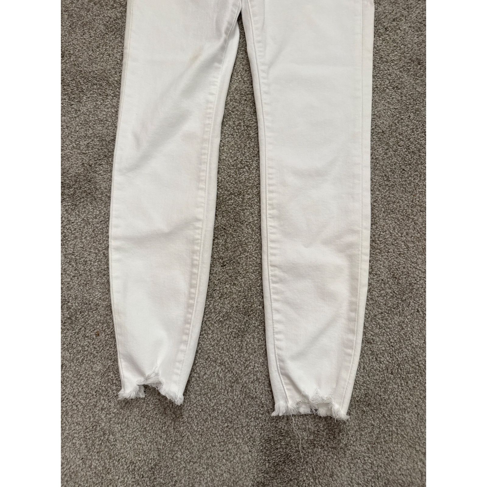 Kancan USA Kancan White Hi Rise Button Fly Jeans Raw Hem Denim, sz 7/27 Size 27" / US 4 / IT 40 - 4 Thumbnail