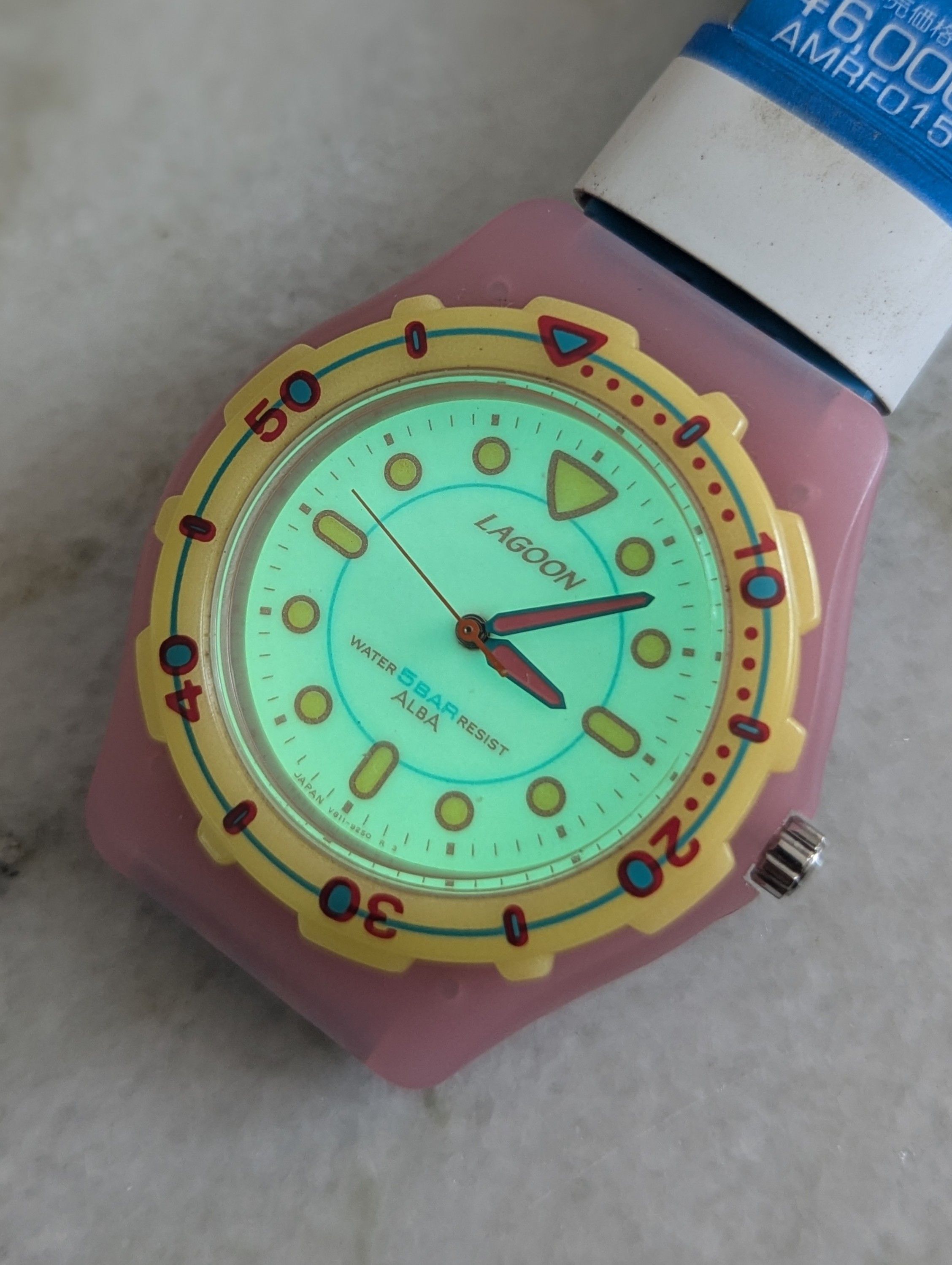 ALBA NOS 1994 Seiko Alba Lagoon AMRF015 Full Lume Watch Size 38 - 1 Thumbnail