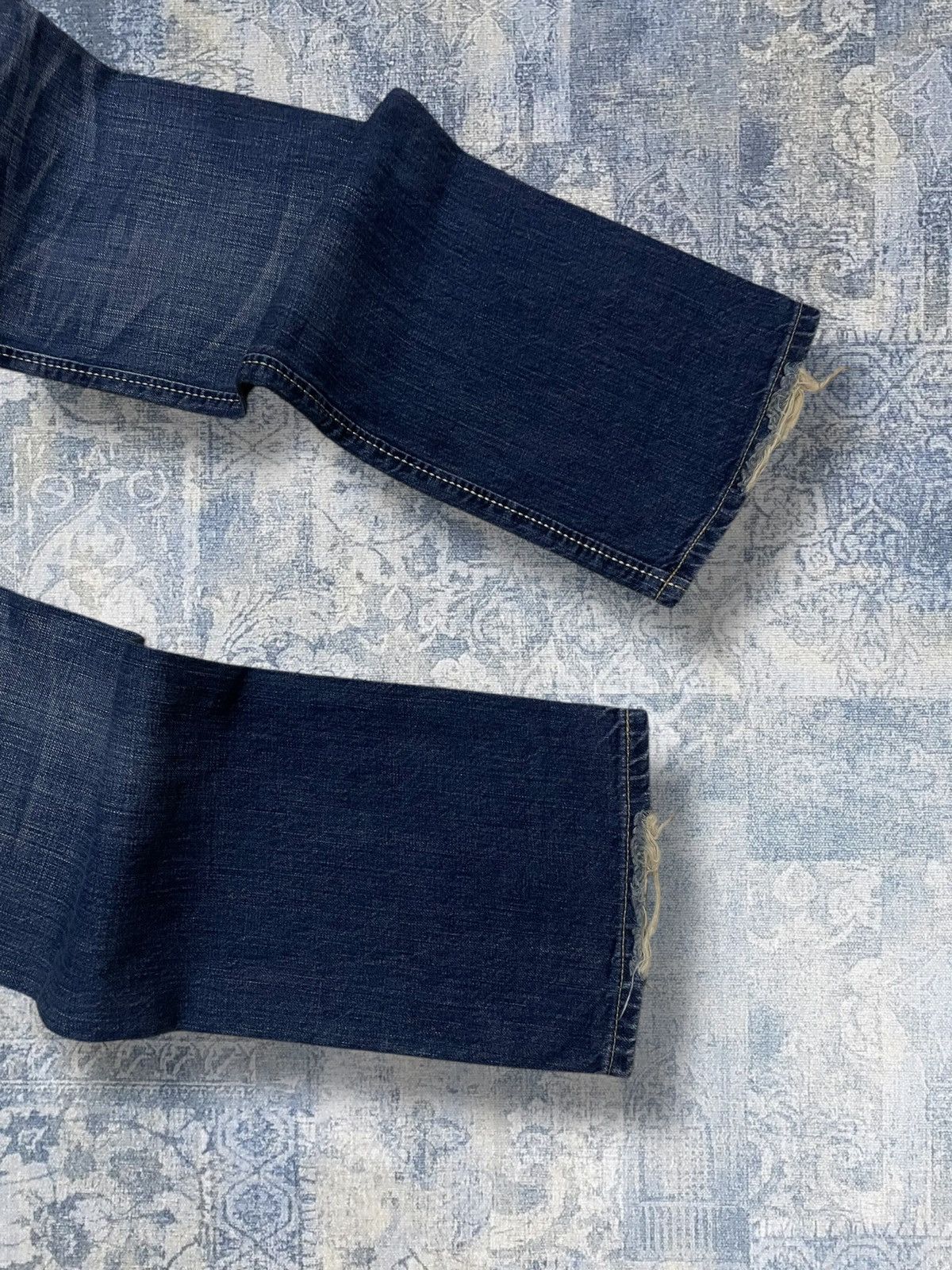 Edwin Vintage 90s Japan Designer Edwin Blue Trip Distressed Denim Size US 32 / EU 48 - 13 Thumbnail