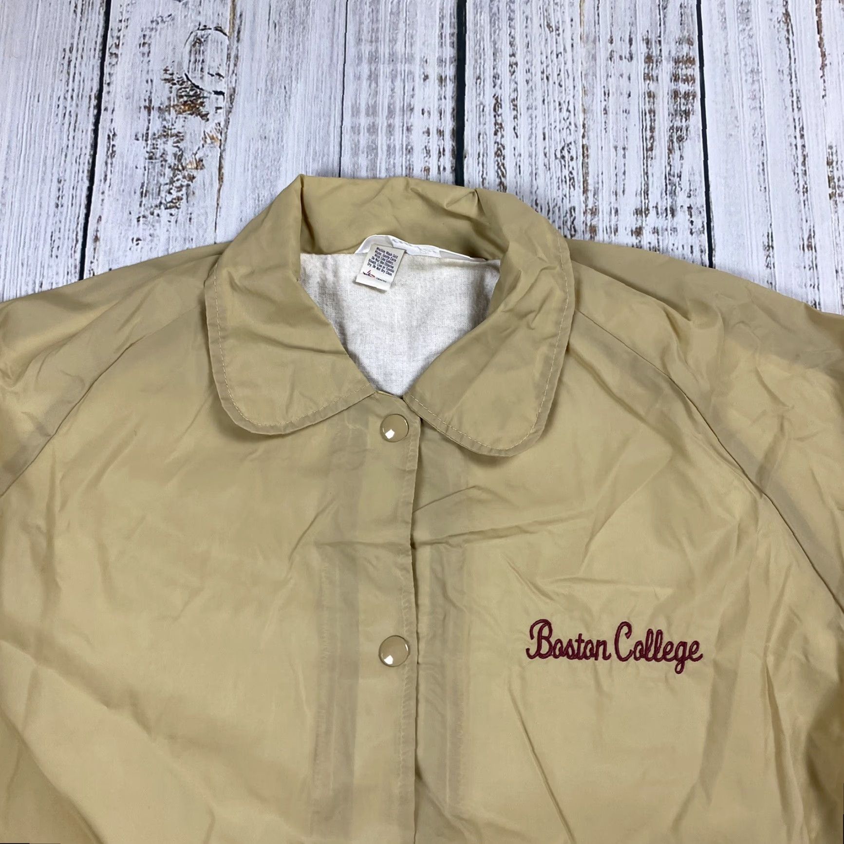 Vintage VTG 70S 80S BOSTON COLLEGE COLLEGIATE COACHES JACKET TURFER EMBROIDERED LADIES Size L / US 10 / IT 46 - 2 Thumbnail