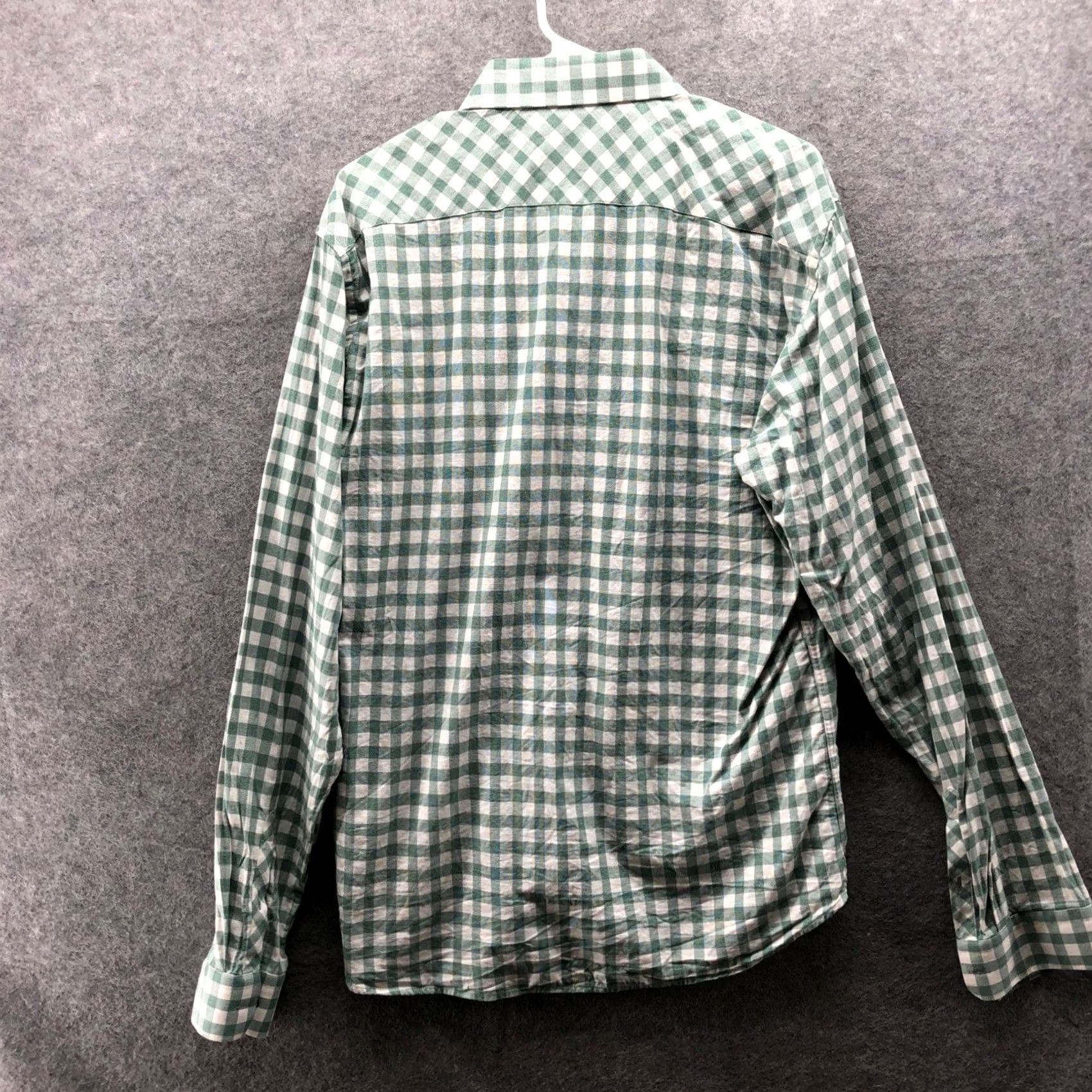 Jared Lang Jared Lang Slub Cotton Shirt Mens XL Green White Check Long Sleeve Breathable Size US XL / EU 56 / 4 - 2 Thumbnail