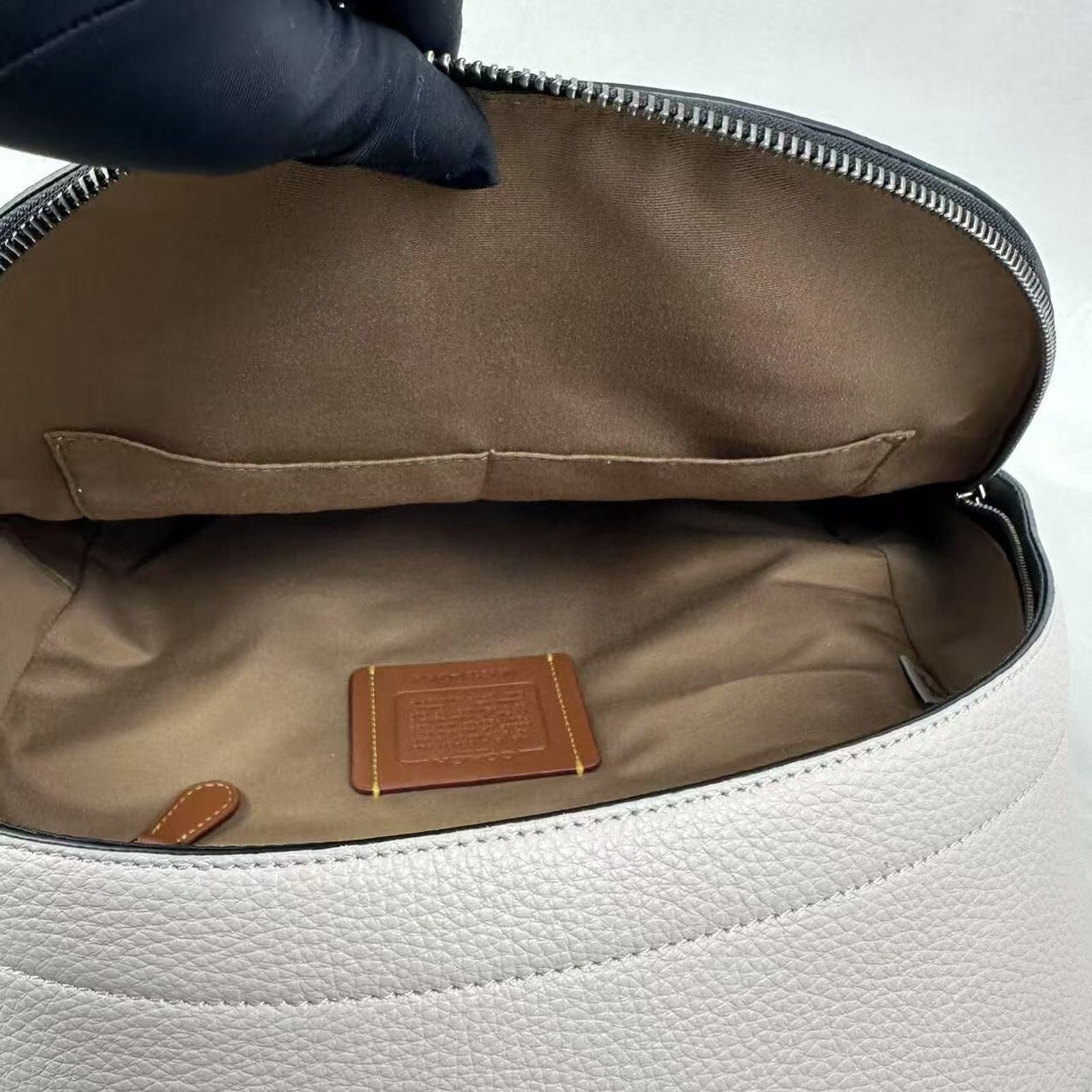 Coach Coach West Backpack With Varsity Motif In Leather Chalk NWT Size ONE SIZE - 7 Thumbnail