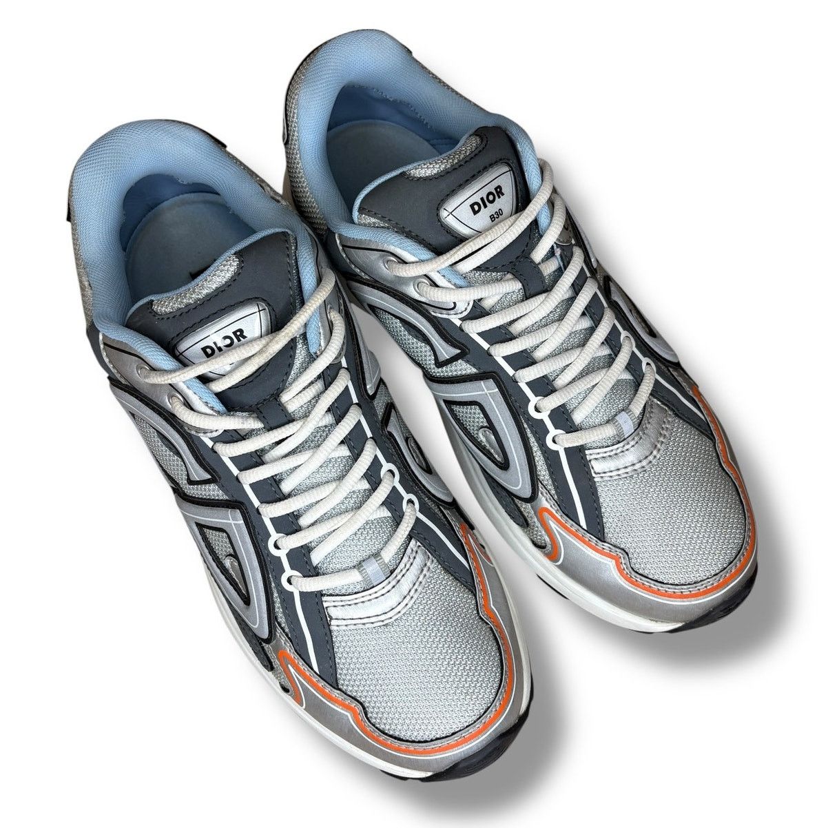 Dior Dior B30 Silver Grey Blue Orange Sneakers | Size 44 (11US) Size US 11 / EU 44 - 5 Thumbnail