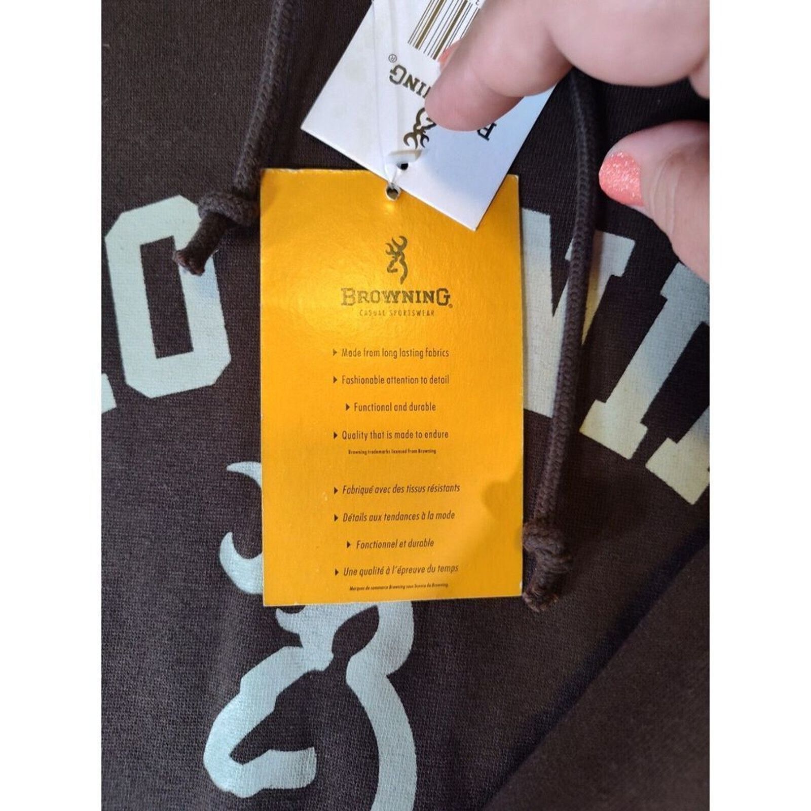 & Other Stories Browning Hoodie Mens Size Large Brown Front Pocket Spellout Size US L / EU 52-54 / 3 - 12 Thumbnail