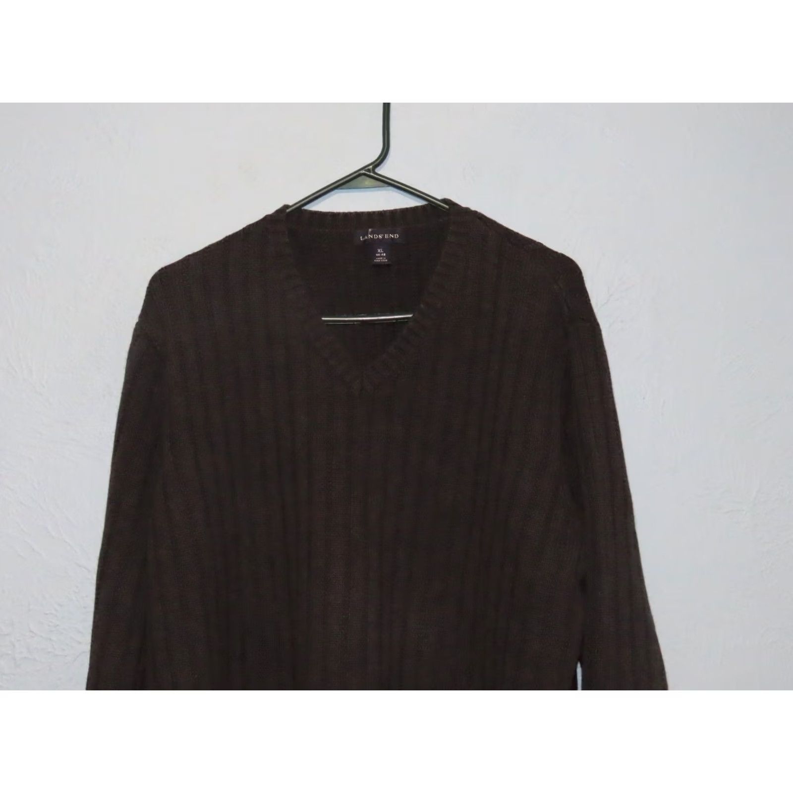 Lands' End Lands' End V-Neck Pullover Sweater Men XL Black Chunky Knit Knit Long Sleeve Casual 90s Retro Size US XL / EU 56 / 4 - 3 Thumbnail
