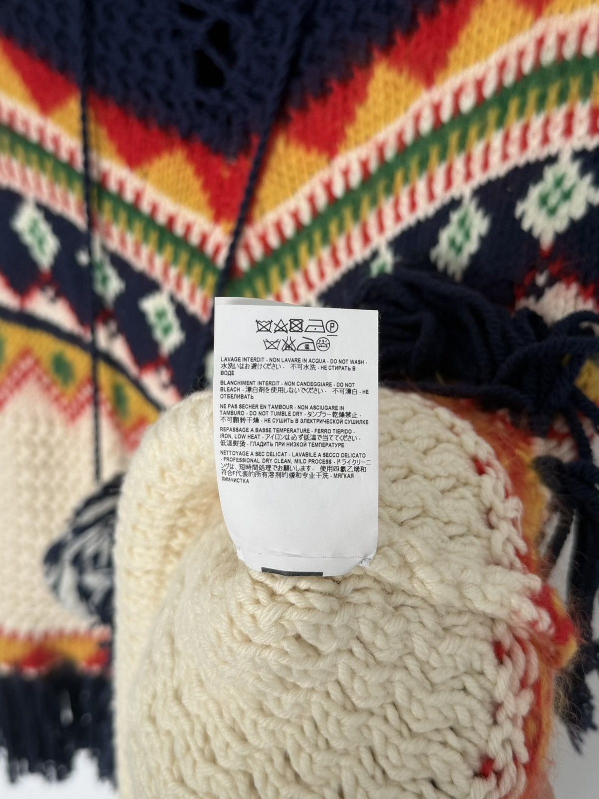 Hedi Slimane × Saint Laurent Paris 16SS Fair Isle Knit Fringe Poncho Cape Size US M / EU 48-50 / 2 - 10 Thumbnail