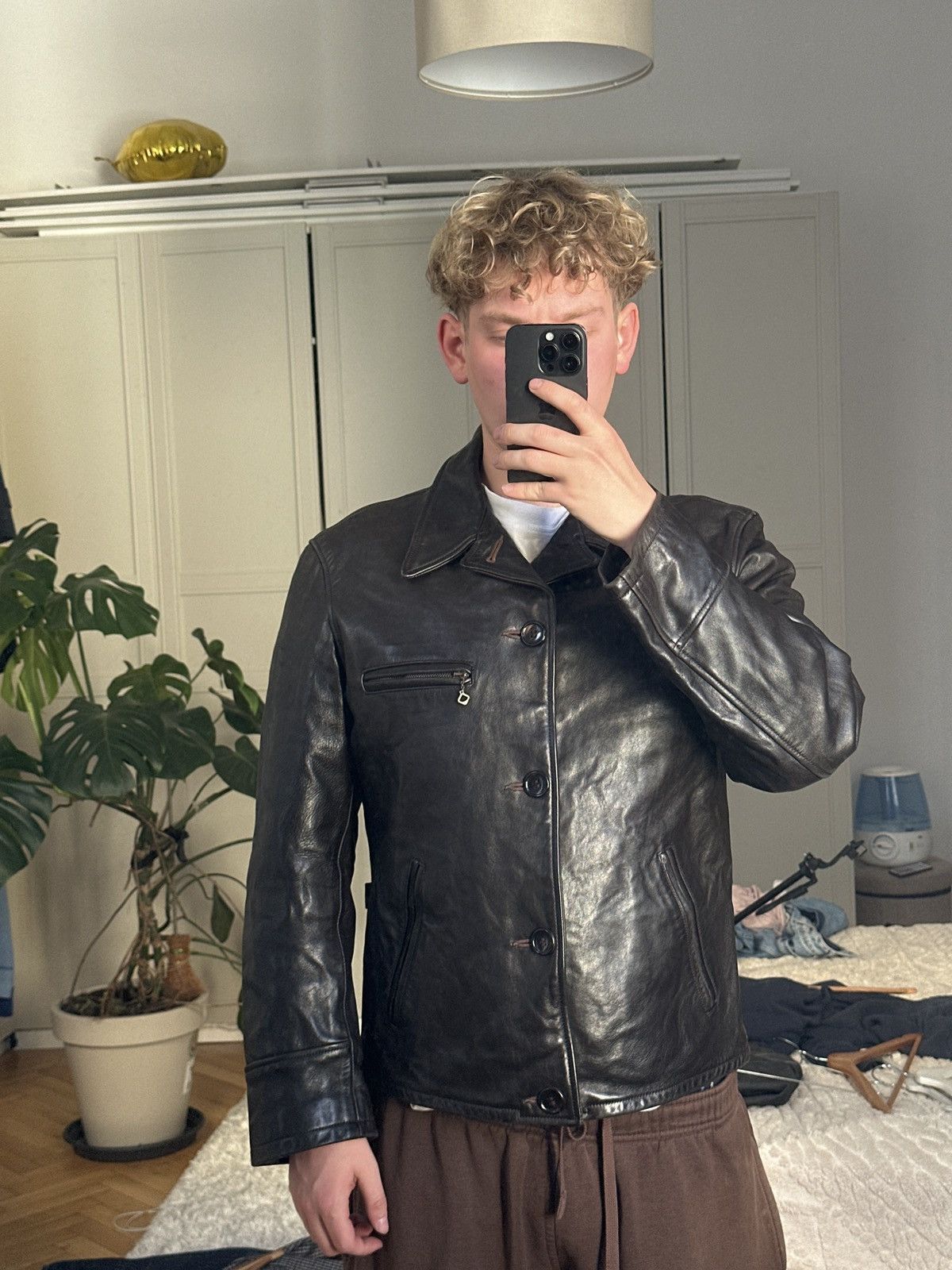 Thedi Thedi Vintage Military Army Style Cropped Leather Jacket Size US M / EU 48-50 / 2 - 24 Thumbnail