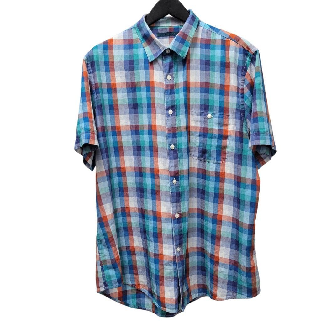 Perry Ellis Perry Ellis Men's Checkered Short-Sleeves Button-Up Shirt XL Size US XL / EU 56 / 4 - 1 Thumbnail