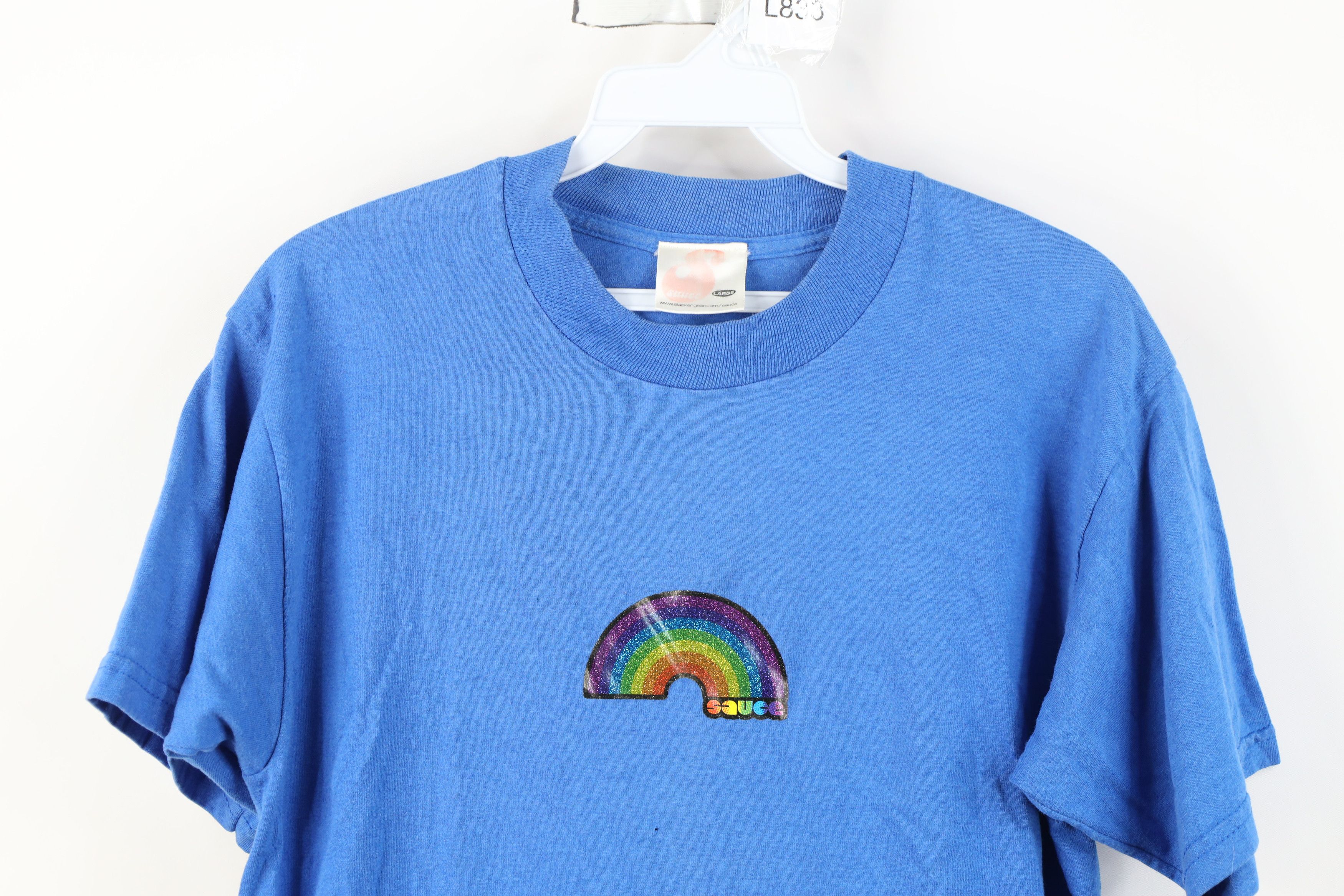 Vintage Vintage 90s Y2K Sauce Skateboards Spell Rainbow T-Shirt USA Size L / US 10 / IT 46 - 2 Thumbnail