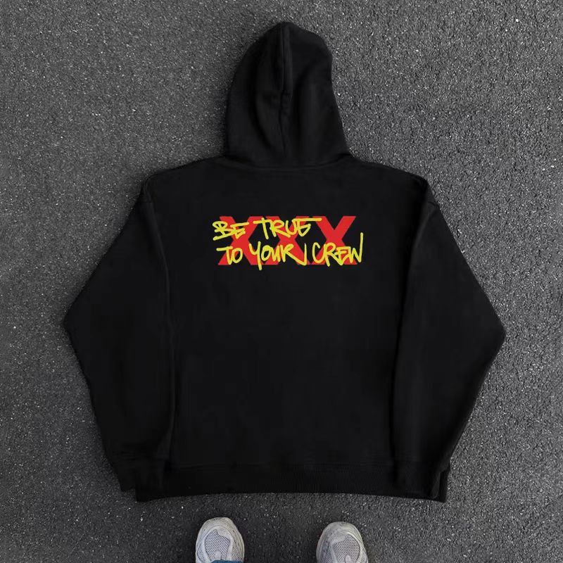 Japanese Brand Street Letter Creative Print Quirky XL Hooded Sweatshirt Size US XL / EU 56 / 4 - 1 Thumbnail