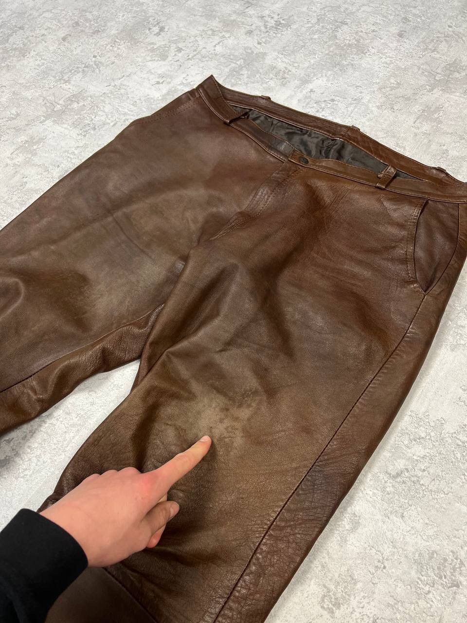 Genuine Leather Vintage Brown Leather Pants Y2K Size US 36 / EU 52 - 12 Thumbnail