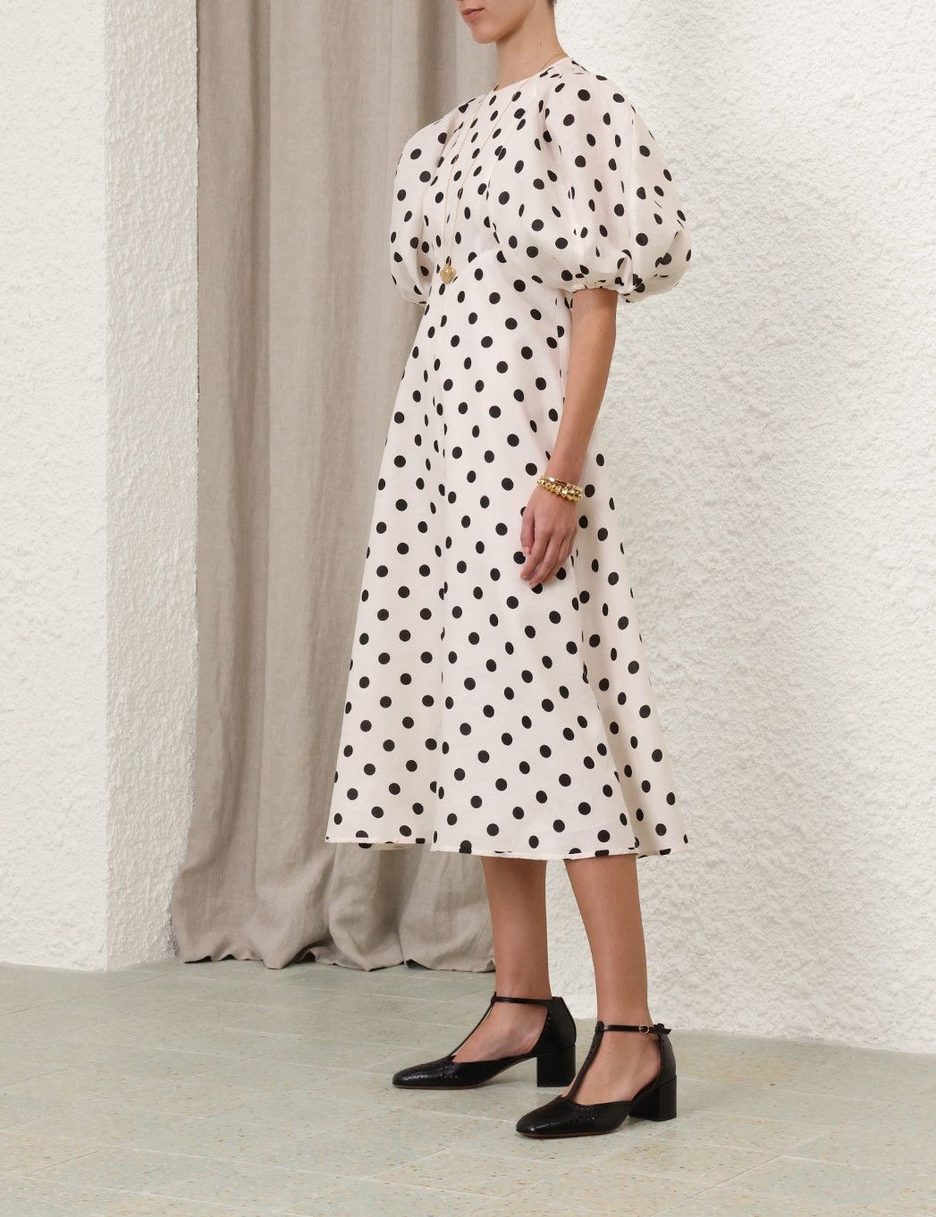 Zimmermann oc11z0825 Midi Day Dress in Cream/Black Size L / US 10 / IT 46 - 3 Thumbnail