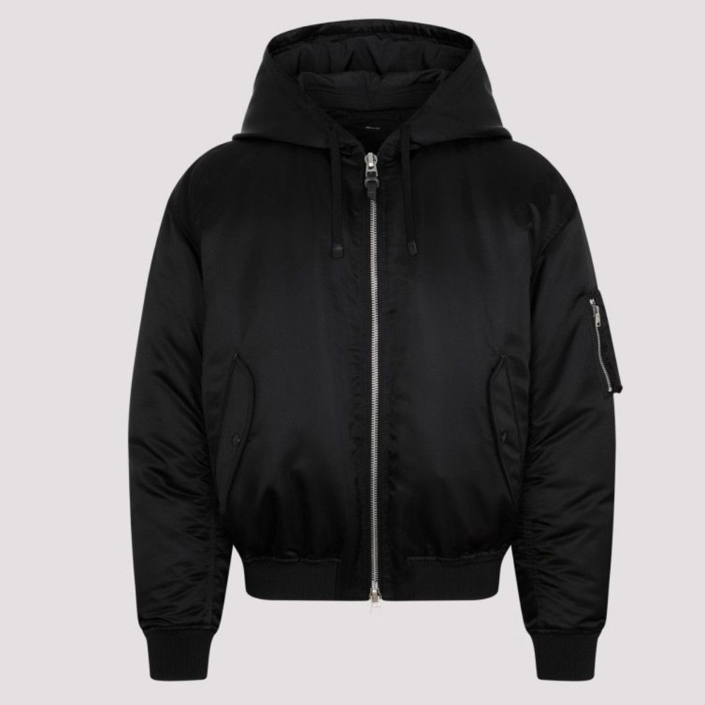 image of Tom Ford O1Loc1C0124 Tf0568 Hooded Bomber Jacket In Black, Men's (Size 2XL)