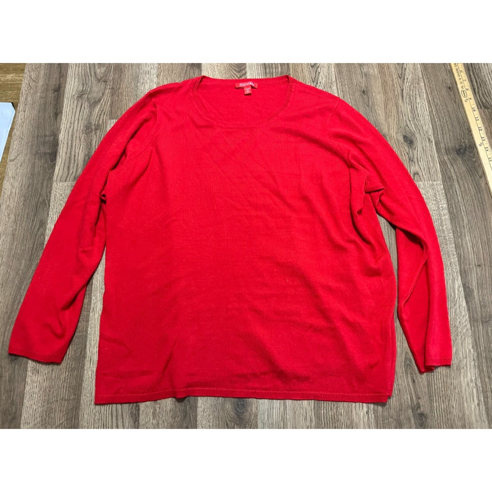 Vintage Roz And Ali Shirt Women's Plus Size 3X Red Long Sleeve Shirt Women 3X Red Long Sleeve Basic Modern Casual Fall Spring Summer 3X Mens? Size XXL / US 16-18 / IT 52-54 - 2 Thumbnail