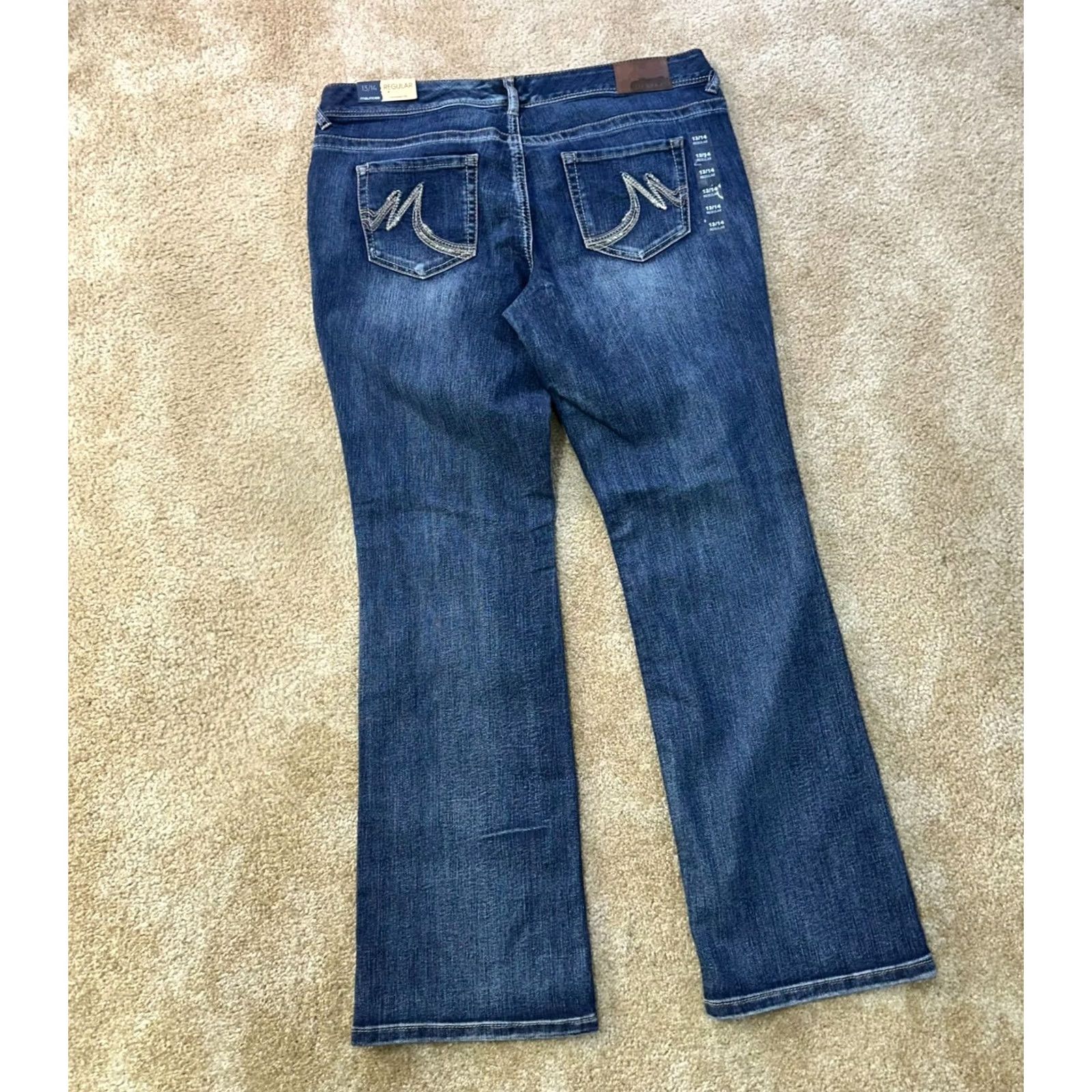 Vintage Maurices Jeans Women's 13/14 Blue Denim Stretch Low rise Bootcut Size 36" / US 14 / IT 50 - 7 Thumbnail