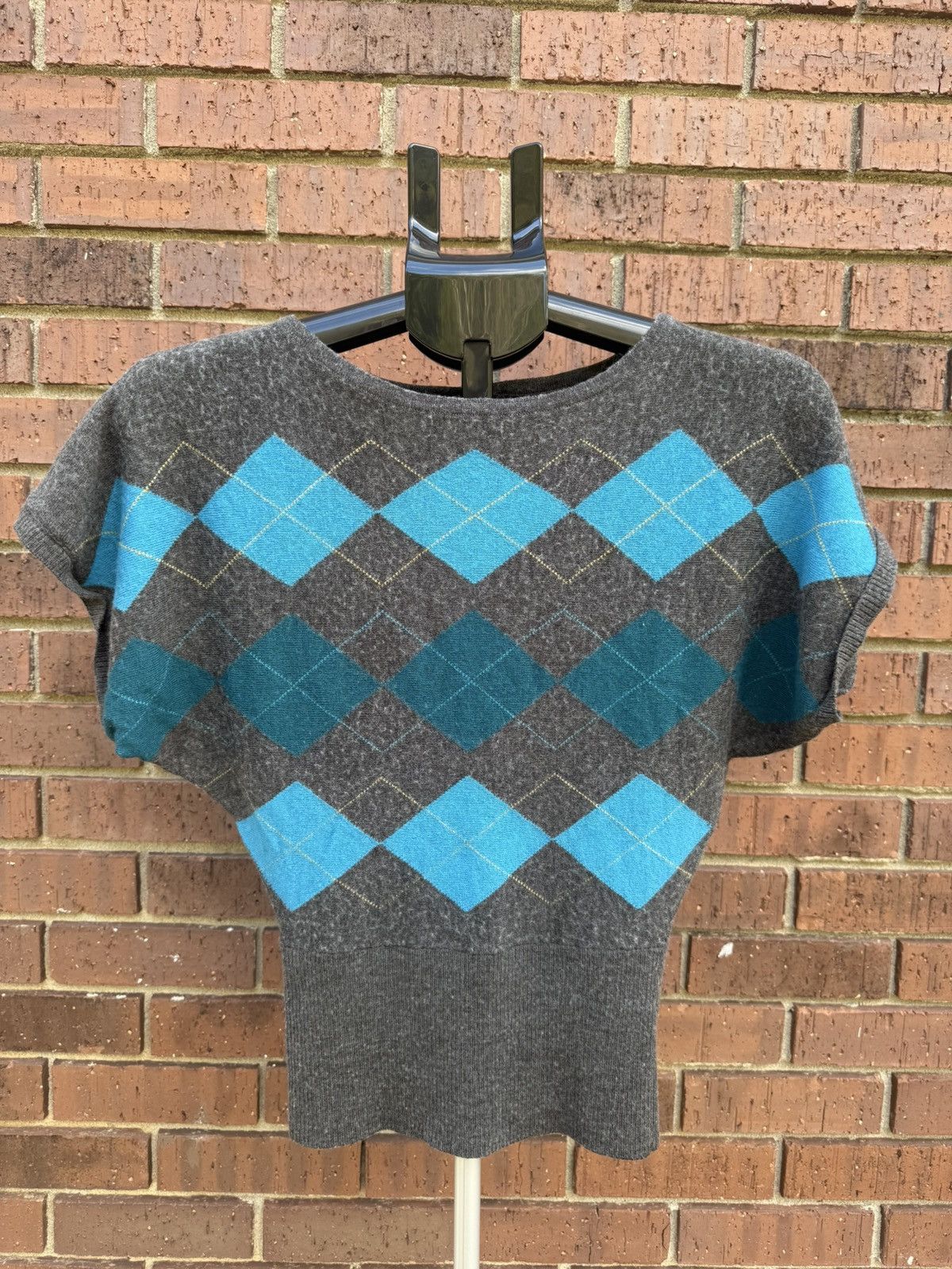 Other The Limited Gray Turquoise Teal Argyle Wool Blend Sweater Size XS / US 0-2 / IT 36-38 - 1 Thumbnail