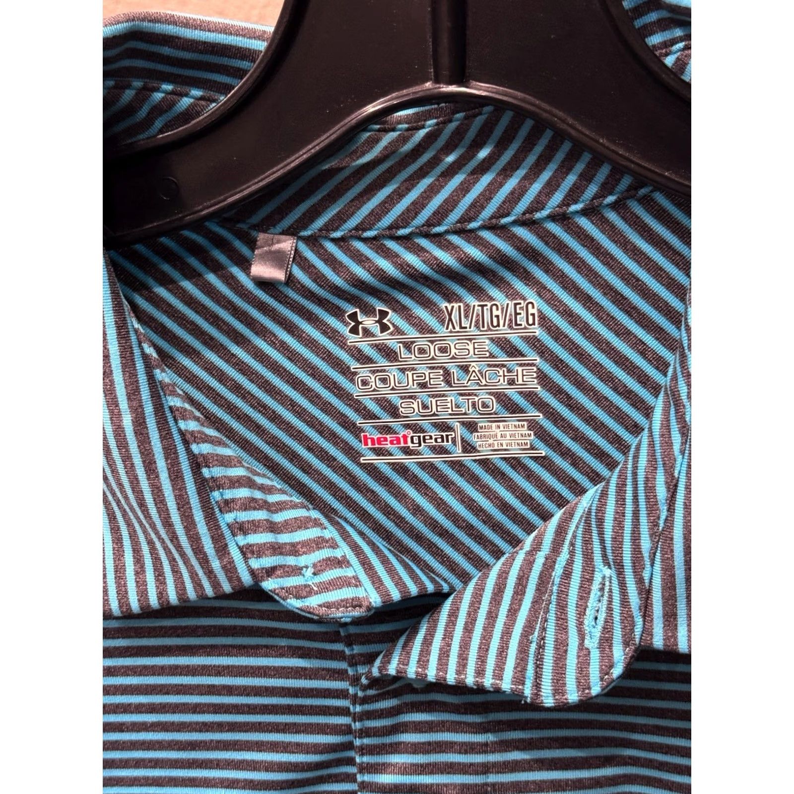 Under Armour Under Armour POLO SHIRT Seafoam Blue Gray Stripe XL EXtra Large Mens Size US XL / EU 56 / 4 - 6 Thumbnail