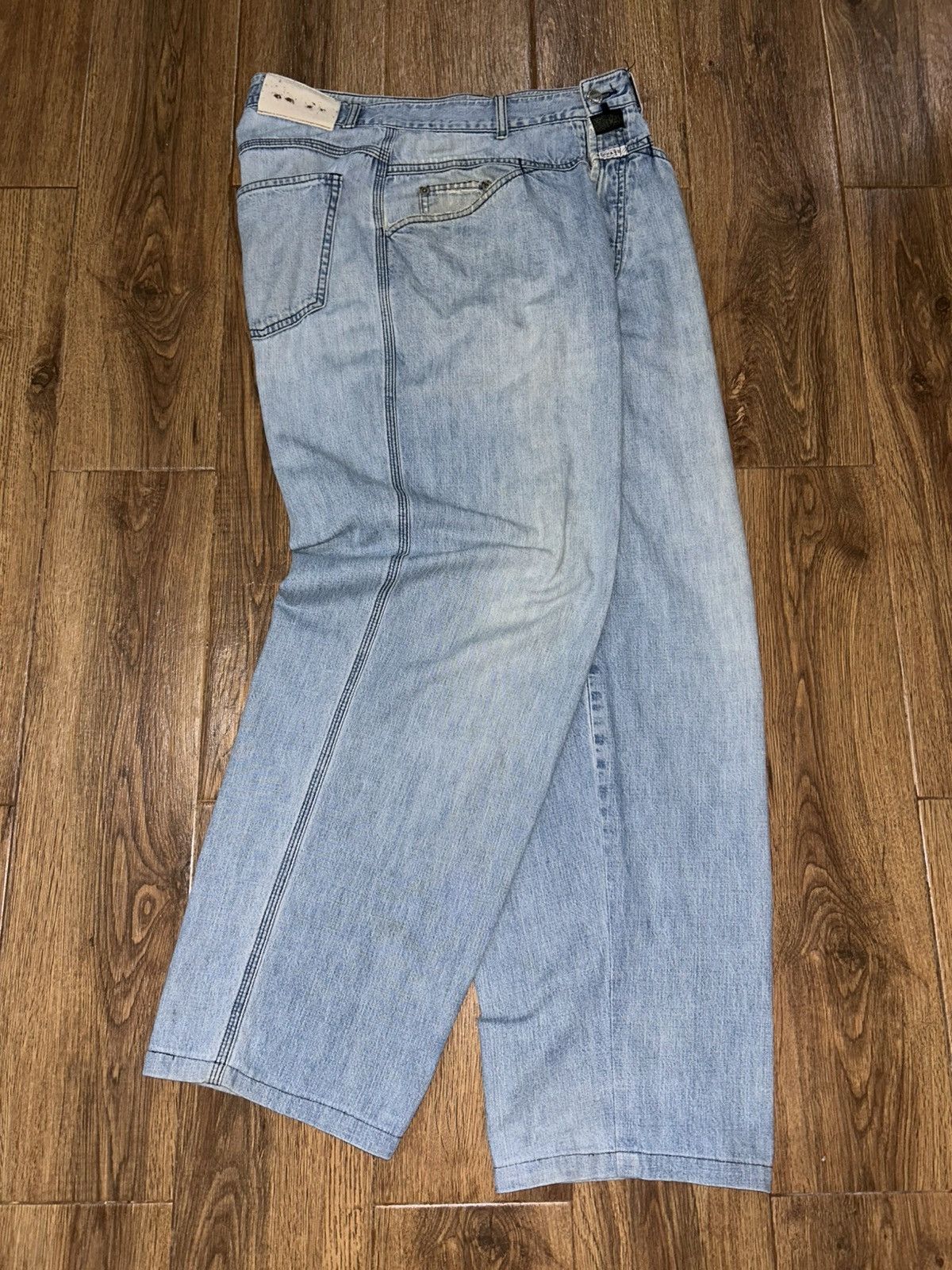 Marithe Francois Girbaud Stone Washed Baggy Faded Blue Jeans