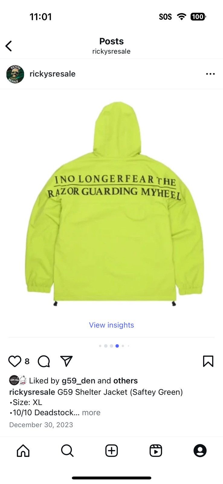 G59 Records G59 SHELTER JACKET (SAFETY GREEN) Size US XL / EU 56 / 4 - 3 Thumbnail