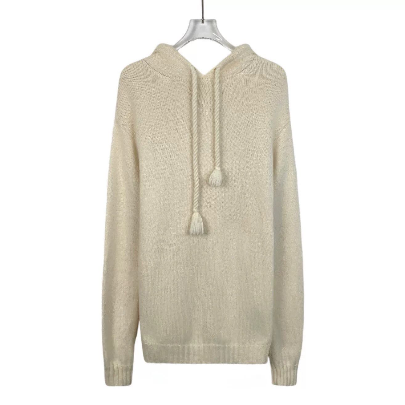 beige hooded cable knit sweater XS