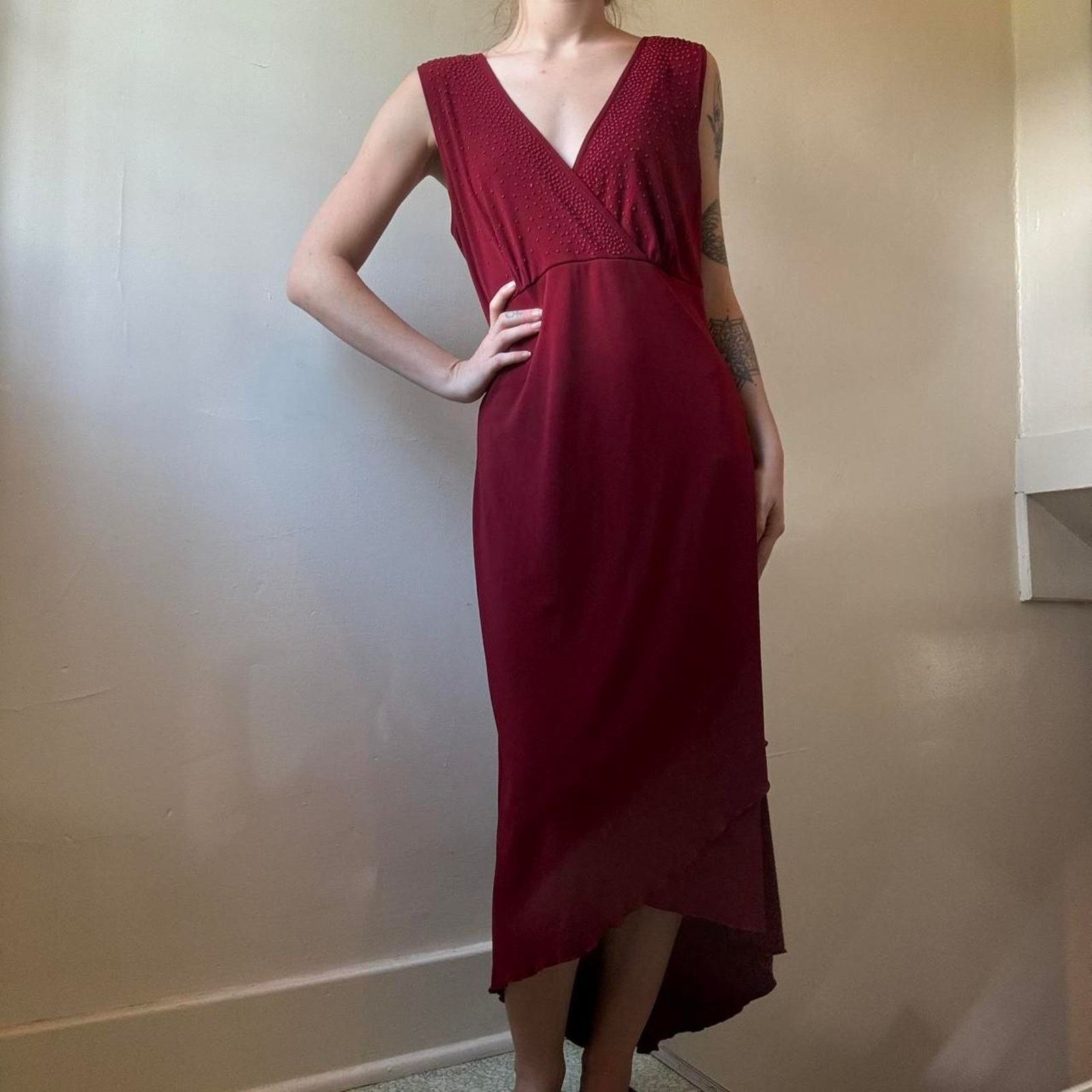 Vintage Vintage Fashion Bug Red Y2K Beaded Dress Medium Festive Size M / US 6-8 / IT 42-44 - 1 Thumbnail