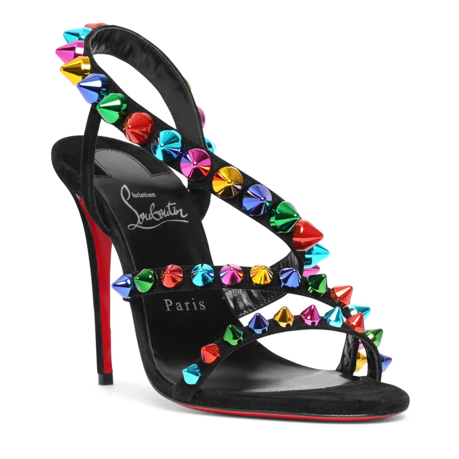 Christian Louboutin Spikita Strap 100 Black Suede Strappy Sandal Heel Pump 38 Size US 8 / IT 38 - 2 Thumbnail