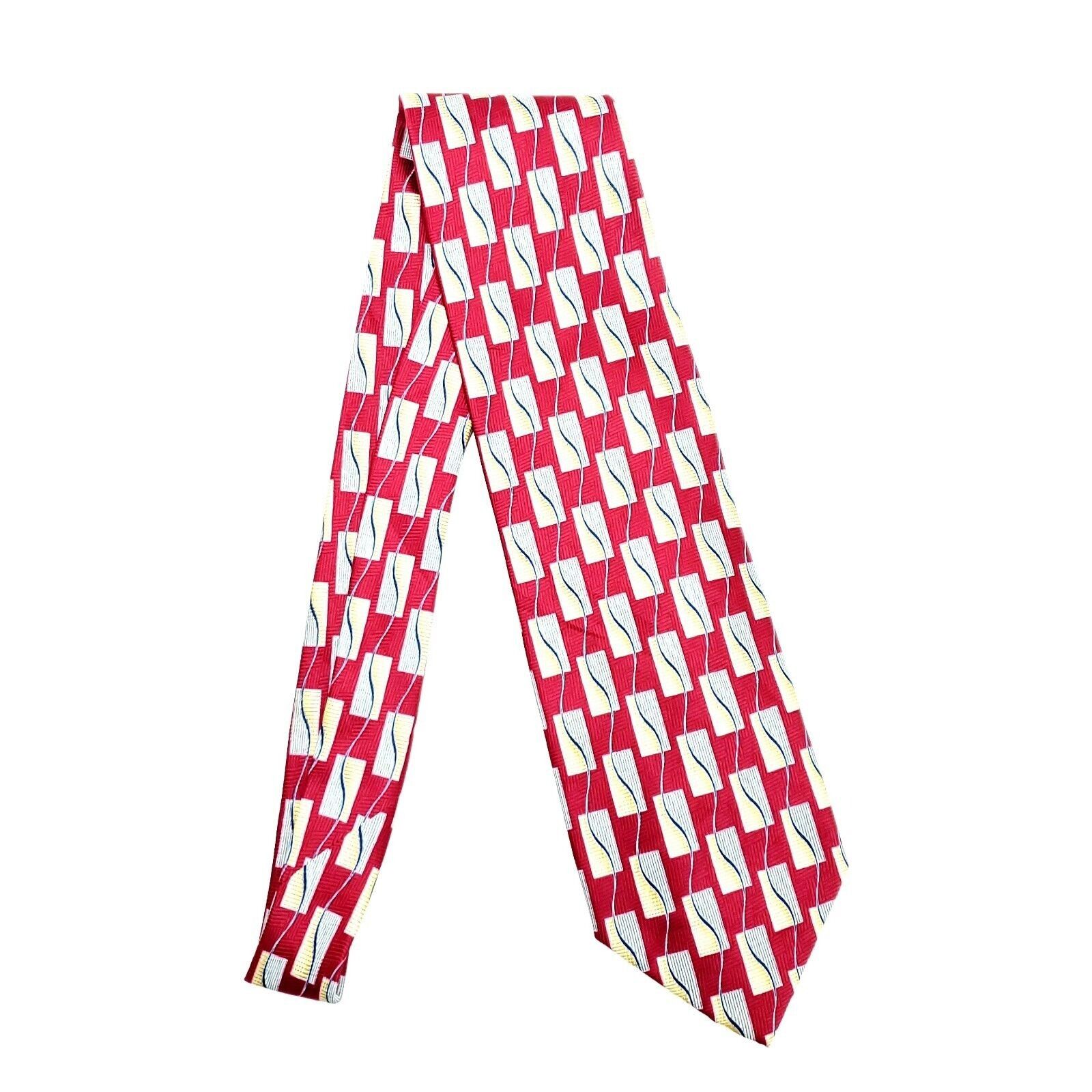 Vintage Renzo Polyester Tie Print Red Geometric Size ONE SIZE - 7 Thumbnail