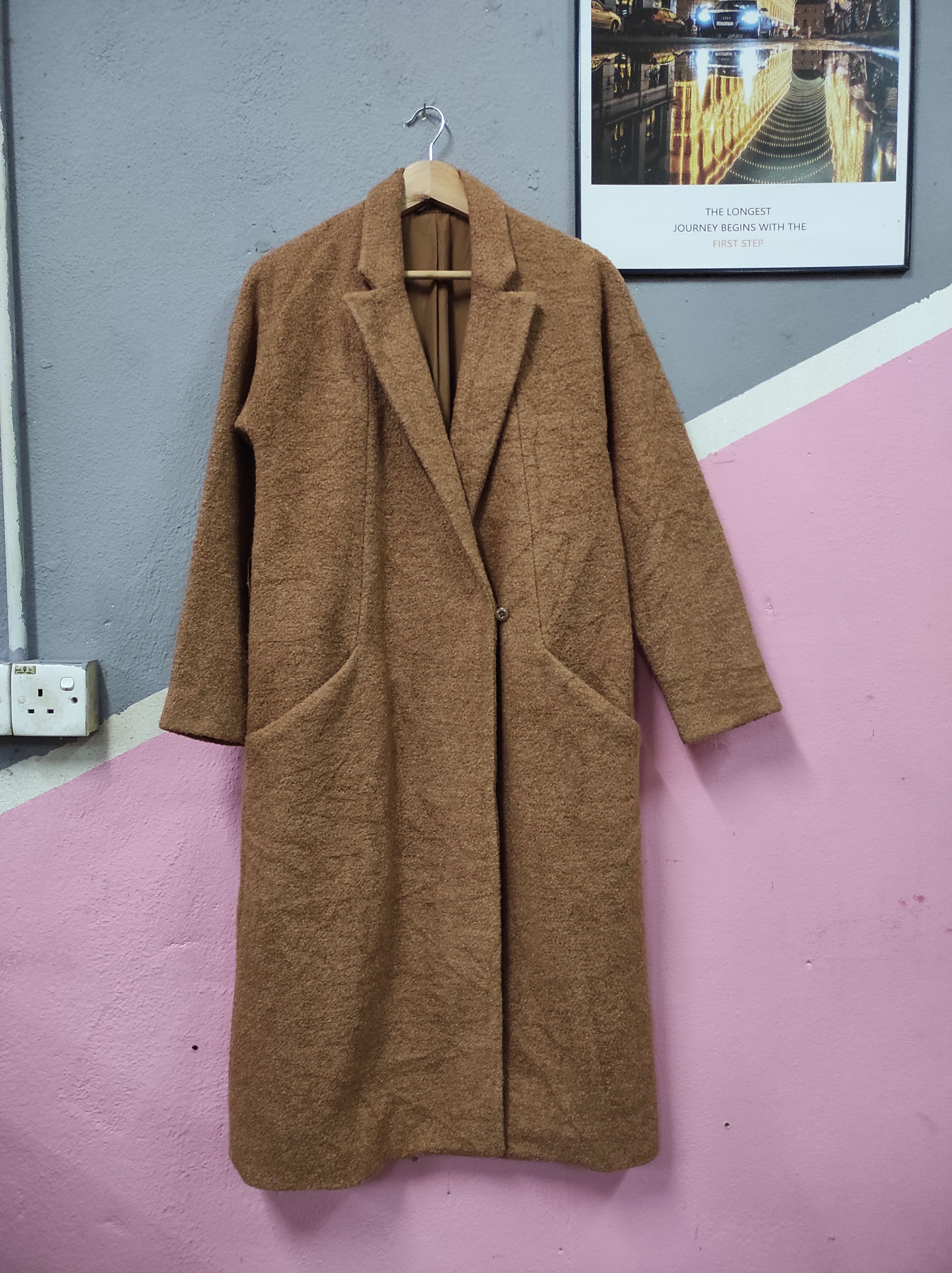 image of Gu Overcoat Long Jacket in Brown, Women's (Size Small)