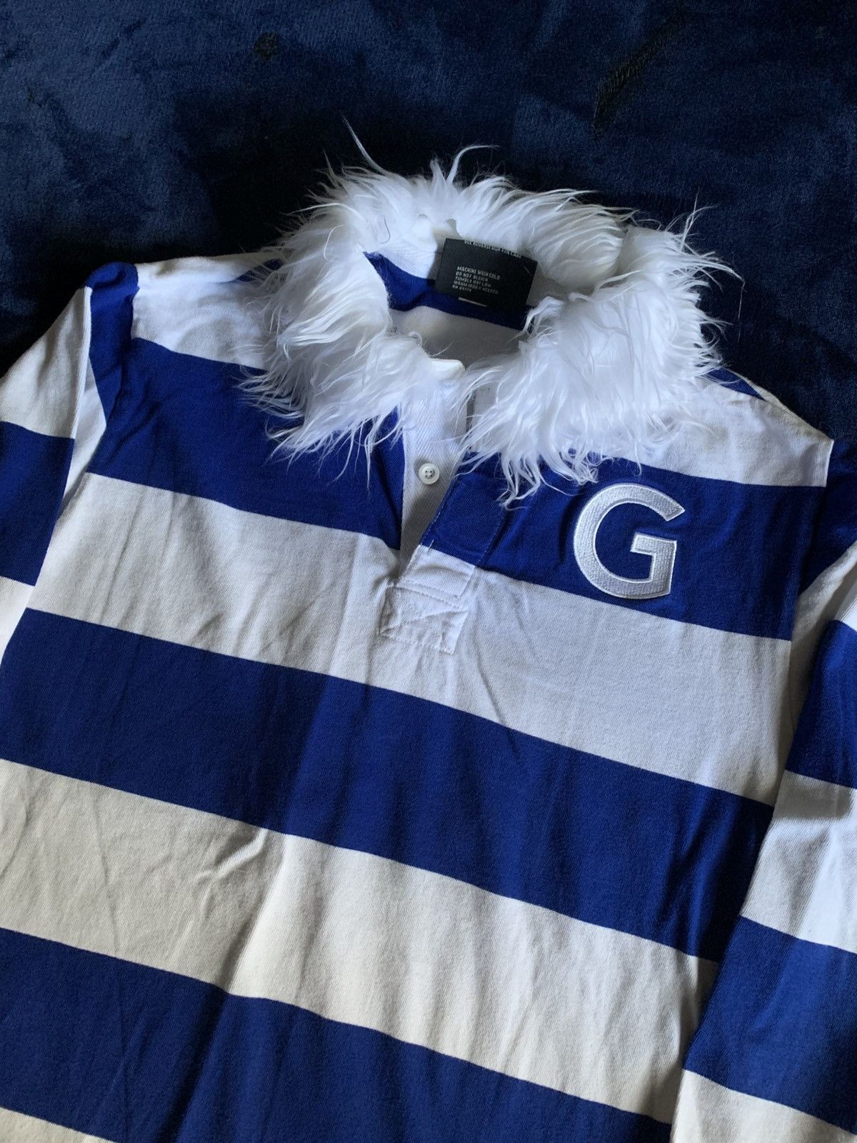 Other Blue White Striped Sweater Vintage Fur Fashion Swag 2000s Size US L / EU 52-54 / 3 - 3 Thumbnail