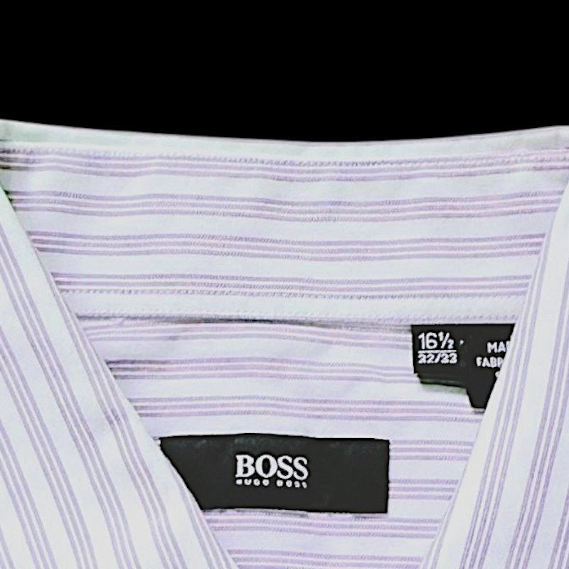 Hugo Boss Hugo Boss White/Purple Shirt | Size 16.5 Size US L / EU 52-54 / 3 - 3 Thumbnail