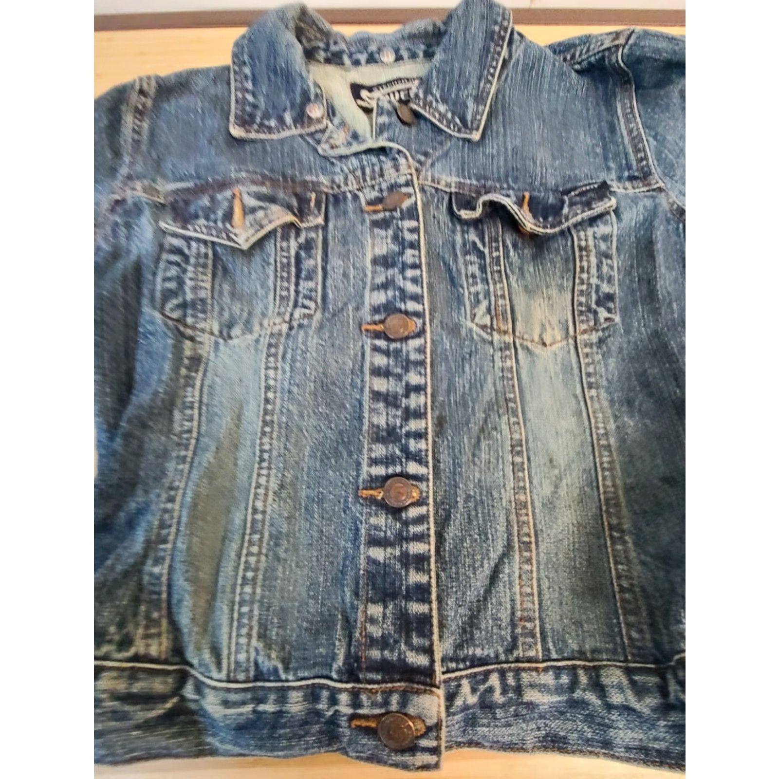 Vintage VINTAGE Squeeze Womens Denim Jean Jacket Button Up Size Large Blue Jeans Jacket Size 36" / US 14 / IT 50 - 4 Thumbnail
