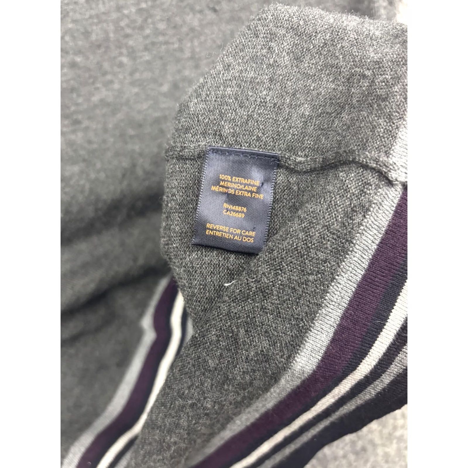 J Brand Good Man Brand Sweater Mens Large Gray Navy Merino Wool Pullover Crewneck Stripe Size US L / EU 52-54 / 3 - 6 Thumbnail