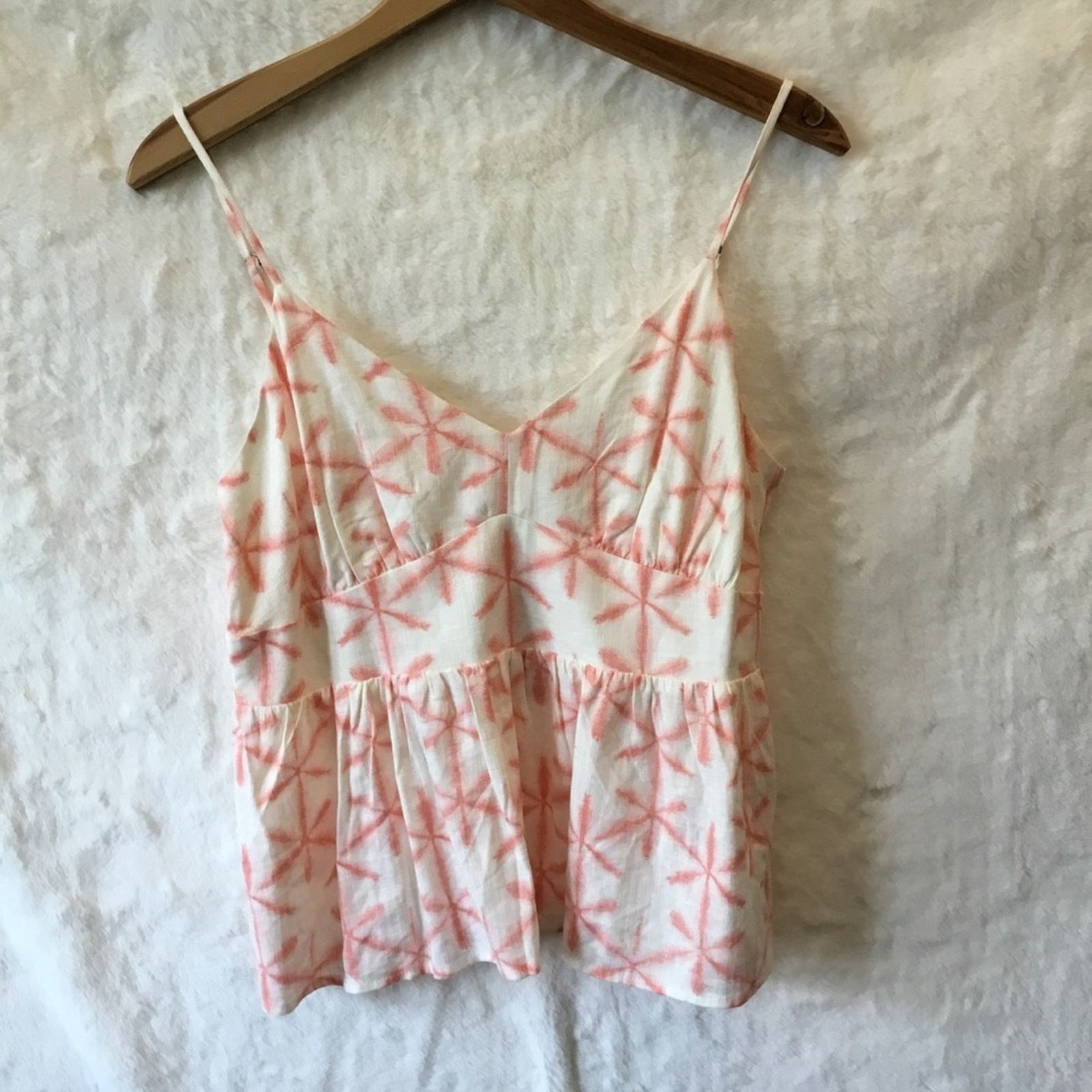Loft Loft Coral Cream Star Tie Dye Peplum Cami Size M / US 6-8 / IT 42-44 - 12 Thumbnail