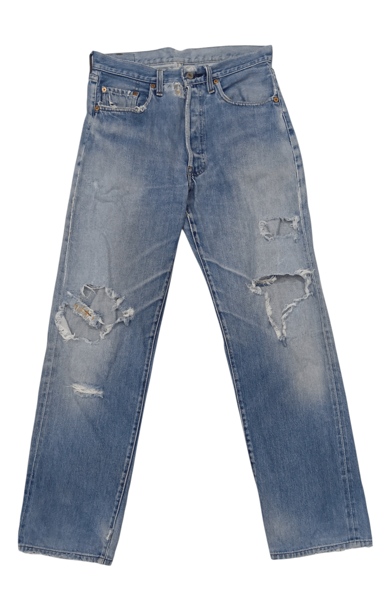 Levi's 90s Levis Selvedge Denim USA 555 Big E Distressed (S302) Size US 30 / EU 46 - 1 Thumbnail