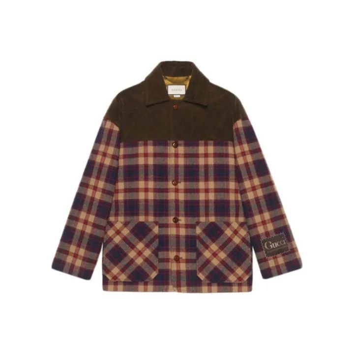 Gucci Gucci Check Wool and Corduroy Jacket Size US M / EU 48-50 / 2 - 1 Thumbnail