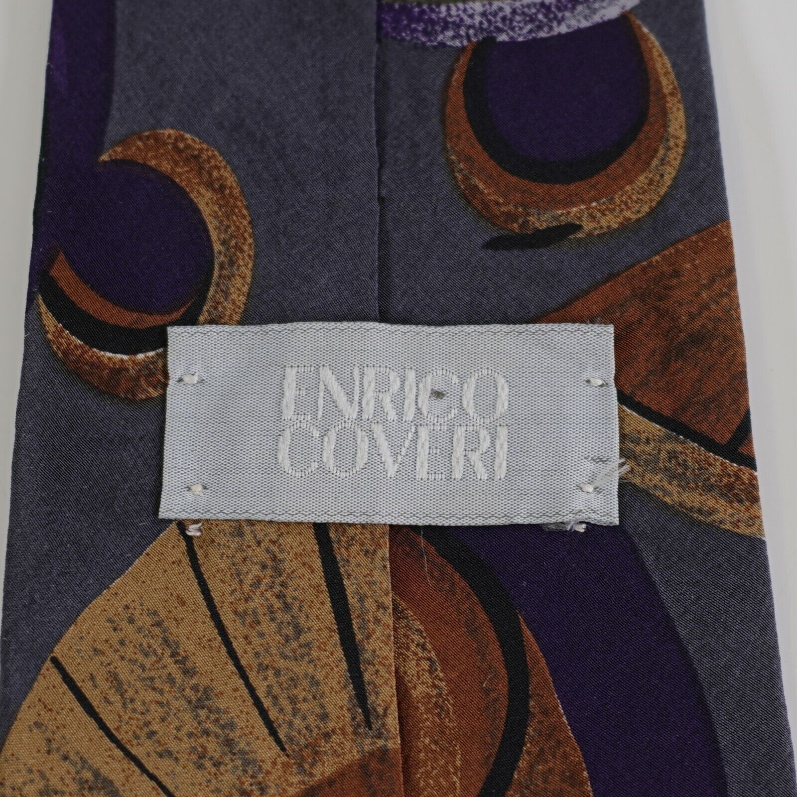 Enrico Coveri Enrico Coveri Abstract Print Blue Gray Purple Short Silk Tie Size ONE SIZE - 3 Thumbnail