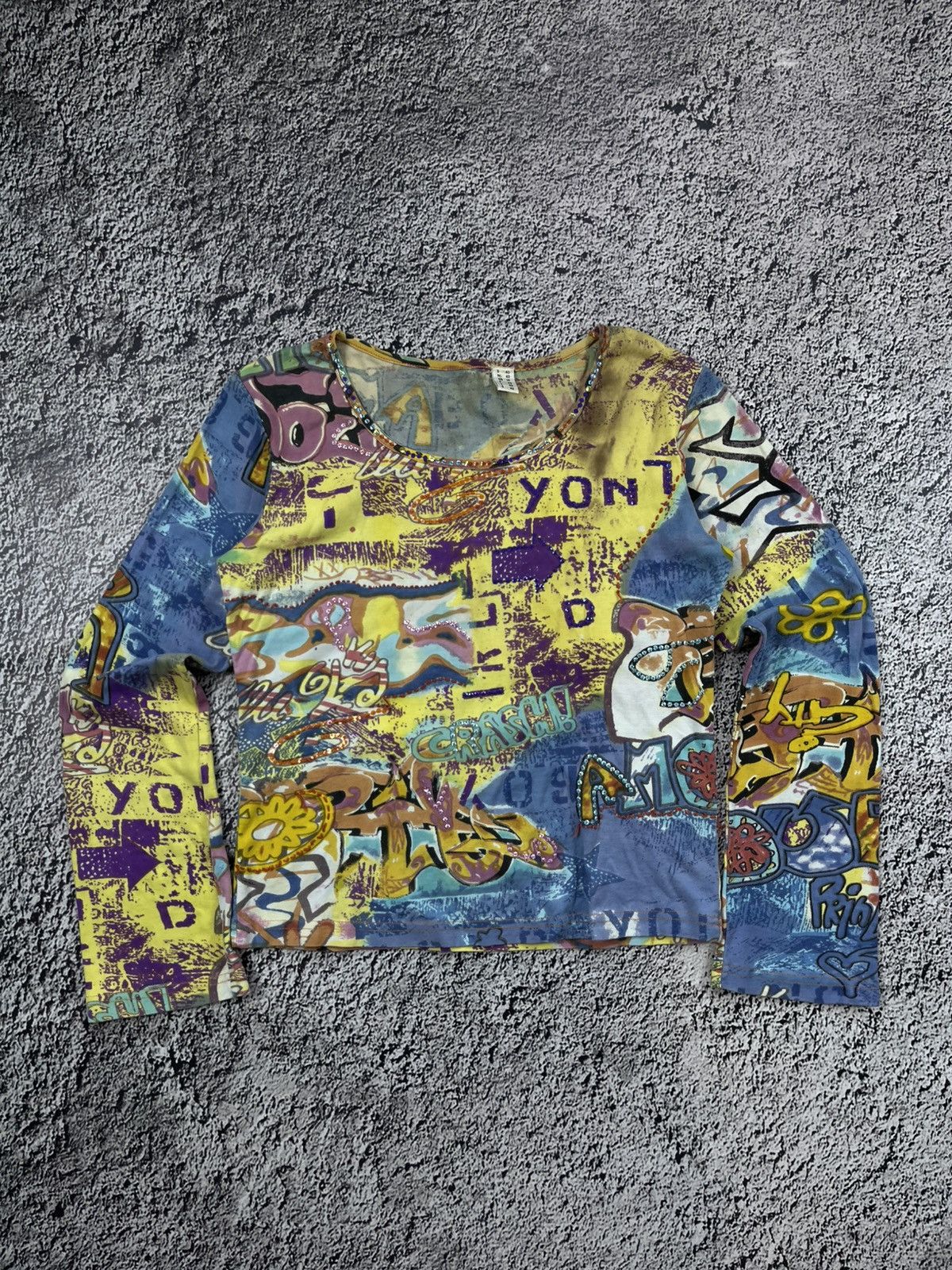 Vintage Vintage Rare Gaultier style Printed AOP Longsleeve tee Size M / US 6-8 / IT 42-44 - 1 Thumbnail