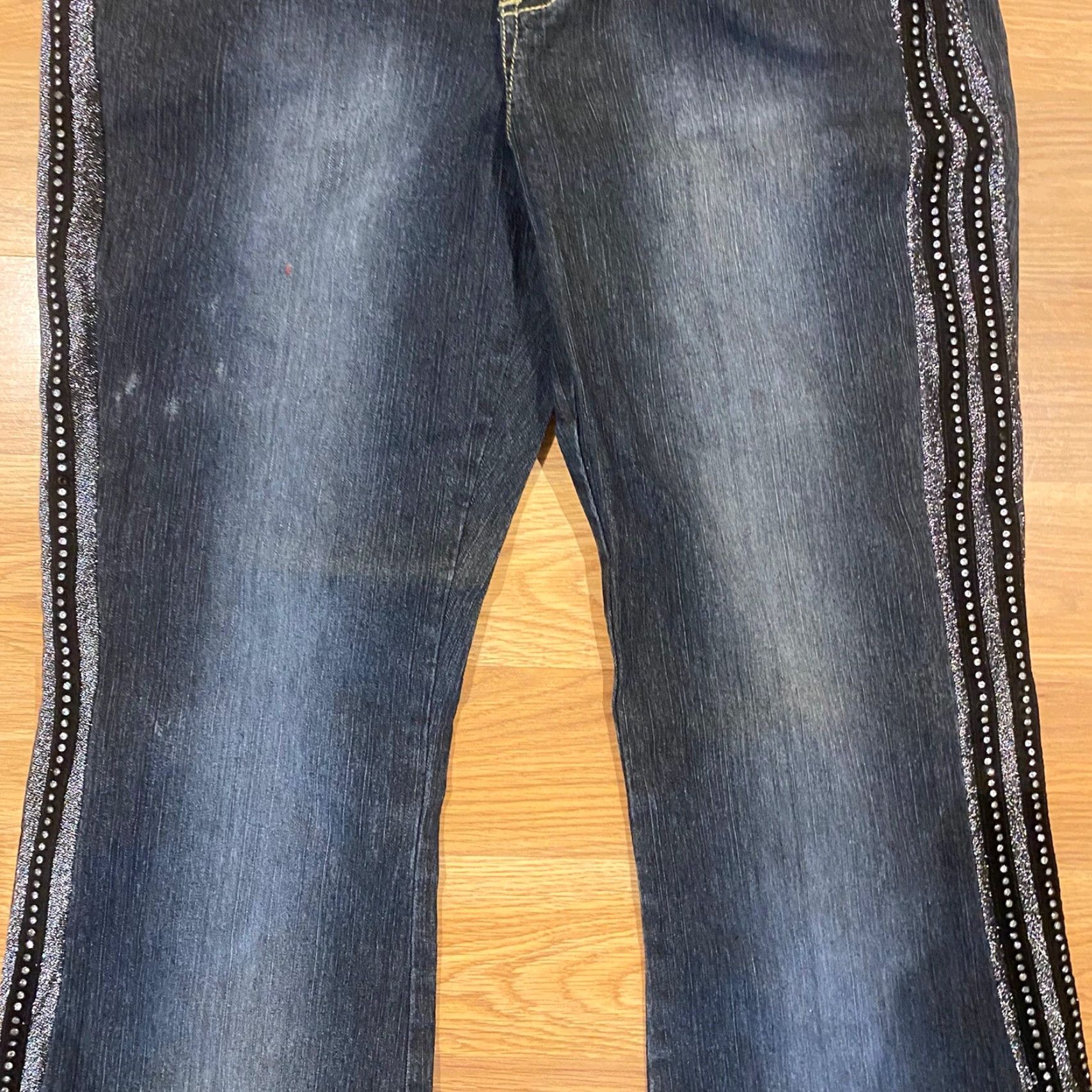 Vintage VINTAGE Lazer Jeans Flared Belted Cowgirl 90s Y2K Sequins Mid Rise Size 9 NWT Women Size 30" / US 8 / IT 44 - 5 Thumbnail