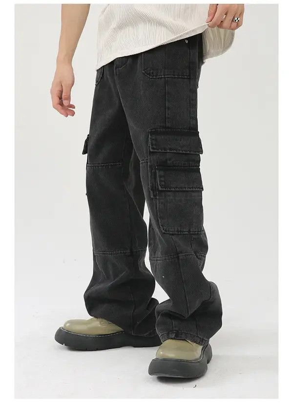 Japanese Brand VIBE Street retro washed loose wide-leg cargo jeans Size US 32 / EU 48 - 4 Thumbnail