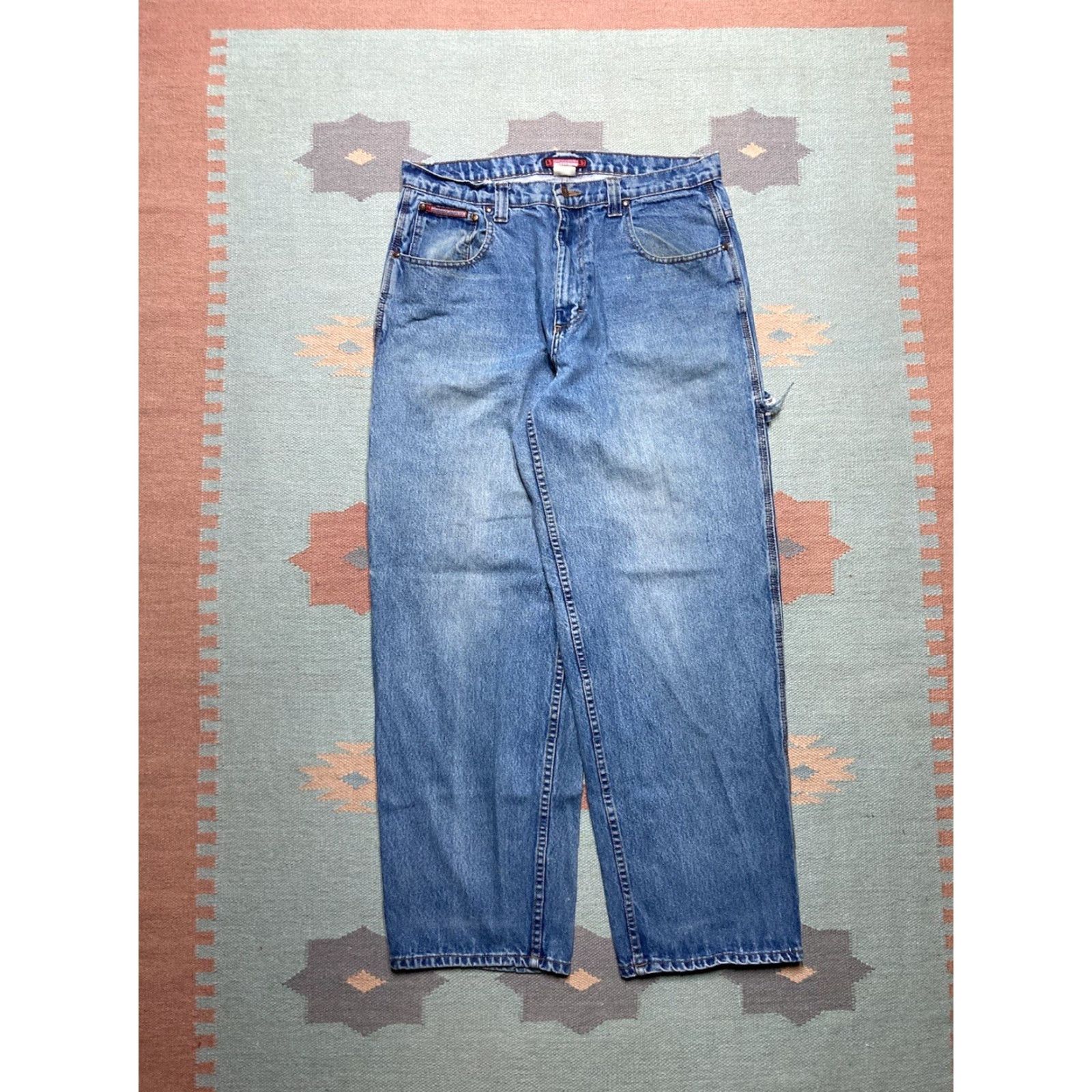 Jordache VINTAGE Jordache Jeans Men 36 Waist 32 Inseam Wide-Leg Hip Hop Baggy Carpenter JNCO Skater Blue Size US 36 / EU 52 - 4 Thumbnail