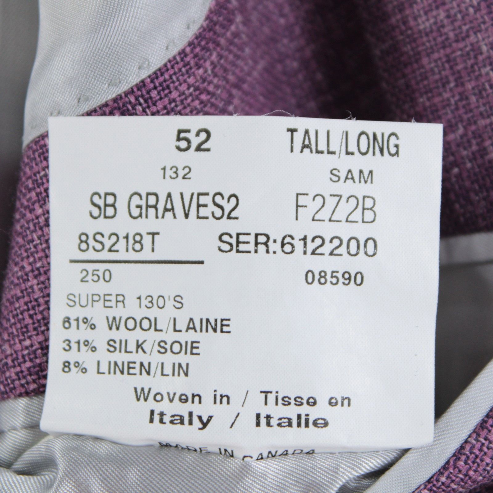 Samuelsohn Samuelsohn Sport Coat Size 52 Long US in Purple Size 52R - 8 Thumbnail