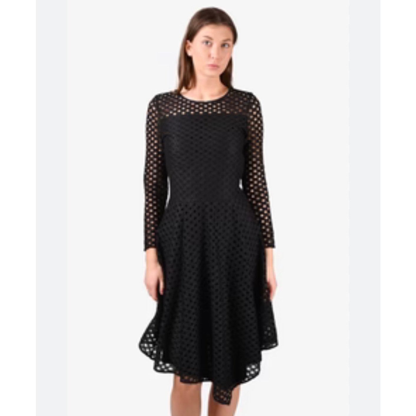 Maje Maje Rana Black Eyelet Lace Semi Sheer Midi Dress Size XS / US 0-2 / IT 36-38 - 2 Thumbnail