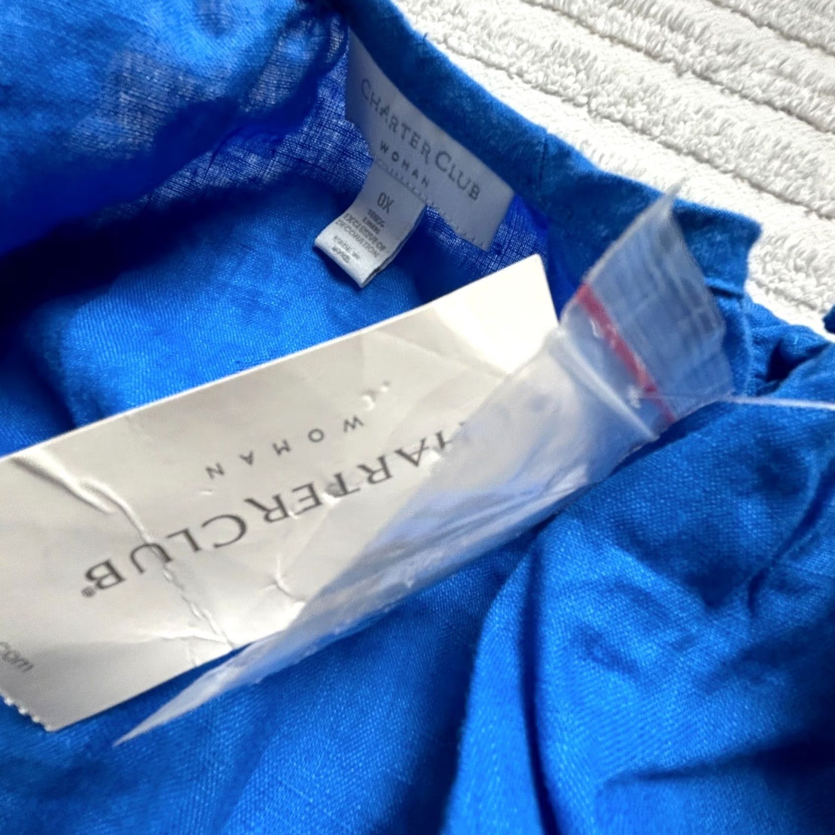 Charter Club Charter Club Womens Linen Embroidered V-Neck Tunic Blouse Blue 0X New Size XL / US 12-14 / IT 48-50 - 5 Thumbnail