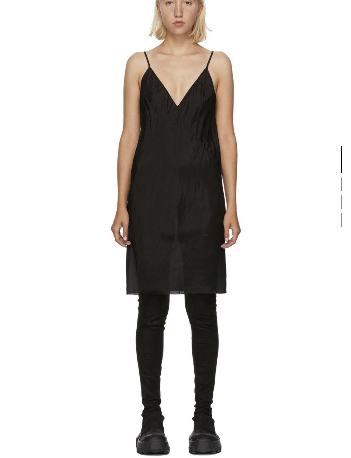 image of Rick Owens Black Satin Slip Dress, Women's (Size XS)