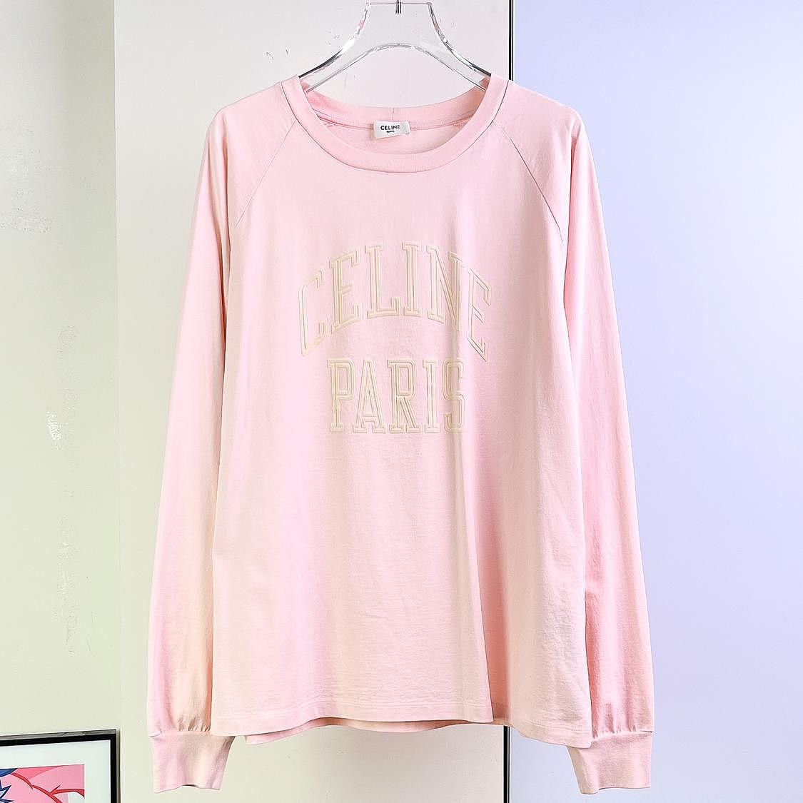 Celine Celine Flocked Logo Long Sleeve T-Shirt Size L Size L / US 10 / IT 46 - 1 Thumbnail
